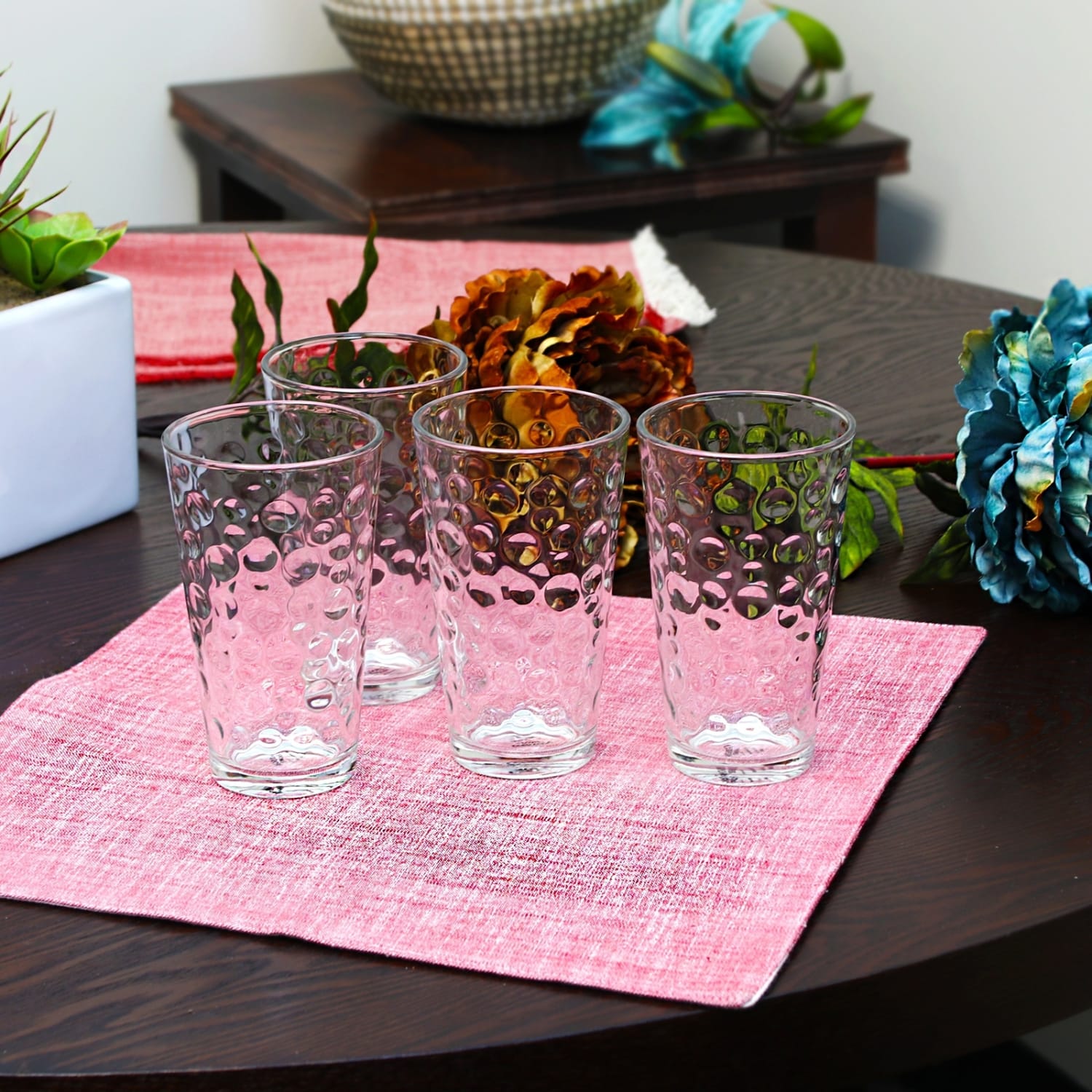 Gibson Home Great Foundations 4-Piece Tumbler Set, 16 Oz, Bubble Pattern, Clear - Image 6