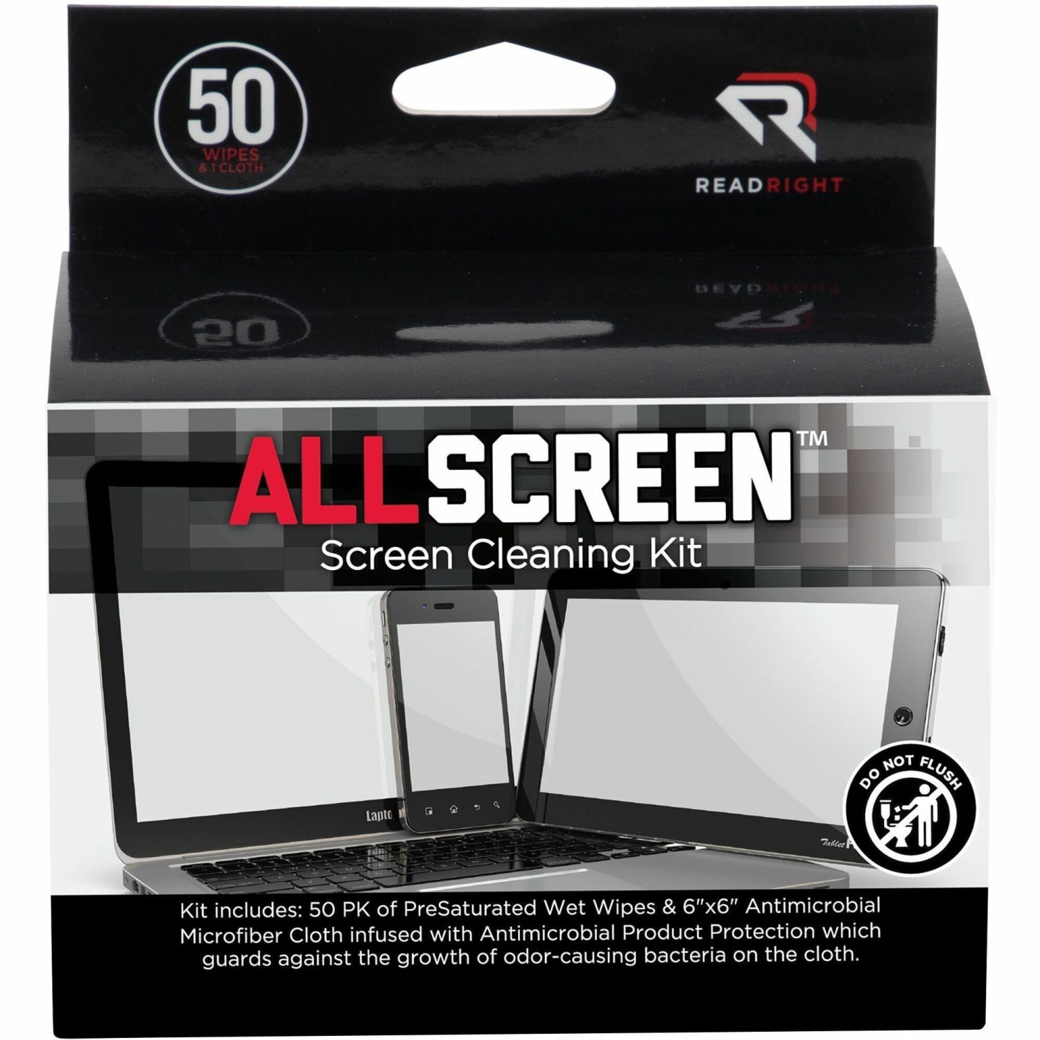Advantus Read/Right Screen Cleaning Kit - For Display Screen - Alcohol-free, Ammonia-free, Reusable, Antimicrobial, Ant - RR15039 - Image 4
