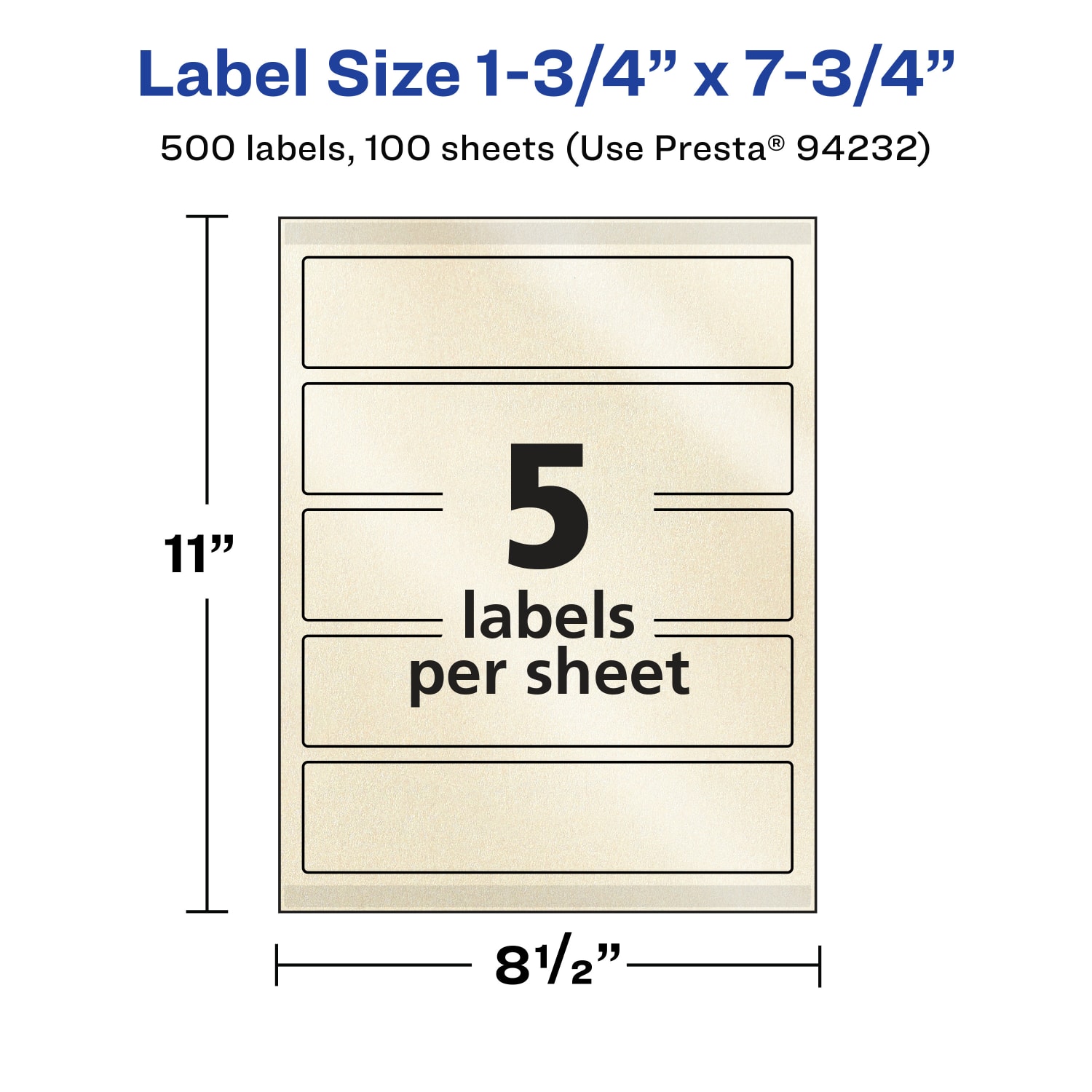 Avery Pearlized Permanent Labels With Sure Feed, 94232-PIP100, Rectangle, 1-3/4in x 7-3/4in, Ivory, Pack Of 500 Labels - Image 6