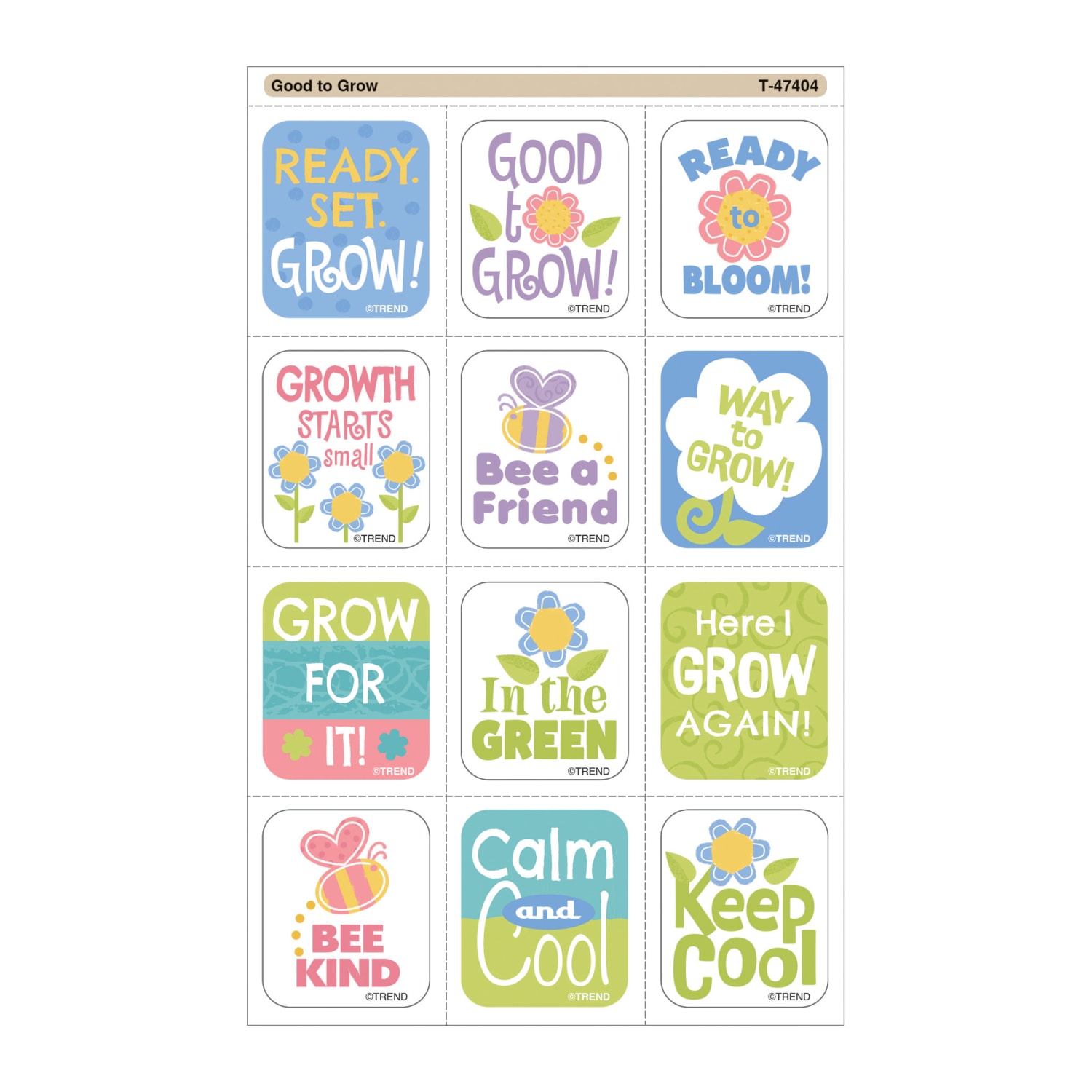 Trend Tear & Share Stickers, Good To Grow, 60 Stickers Per Pack, Set Of 6 Packs - Image 4