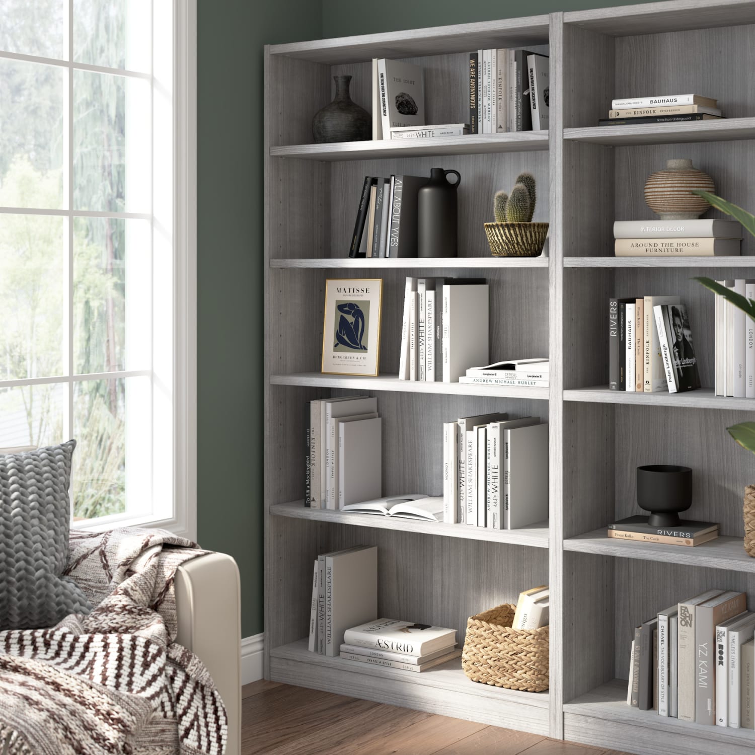 Bush Furniture 72inH Universal Tall 5 Shelf Bookcase, Platinum Gray, Standard Delivery - Image 3