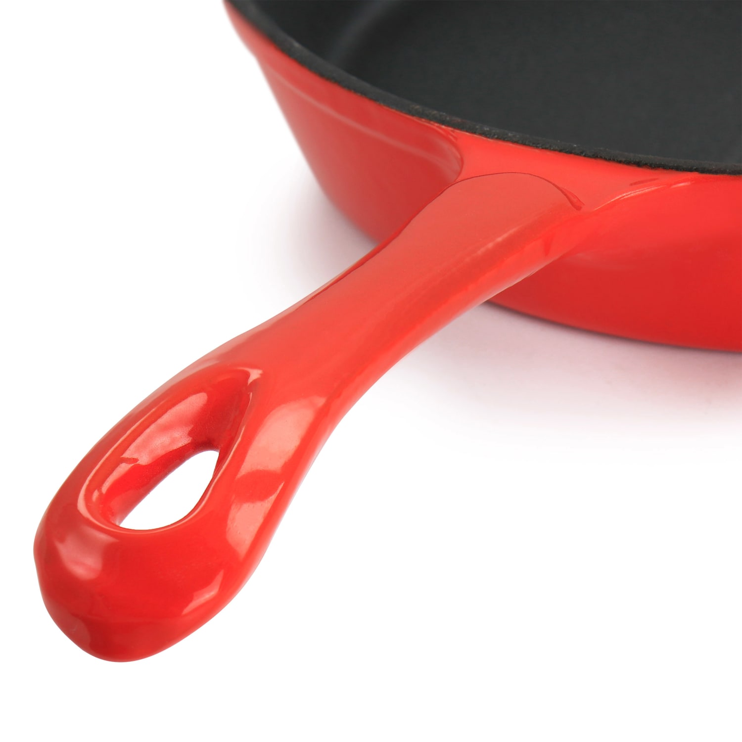 MegaChef Enameled Round 8in Cast Iron Frying Pan, Red - Image 4