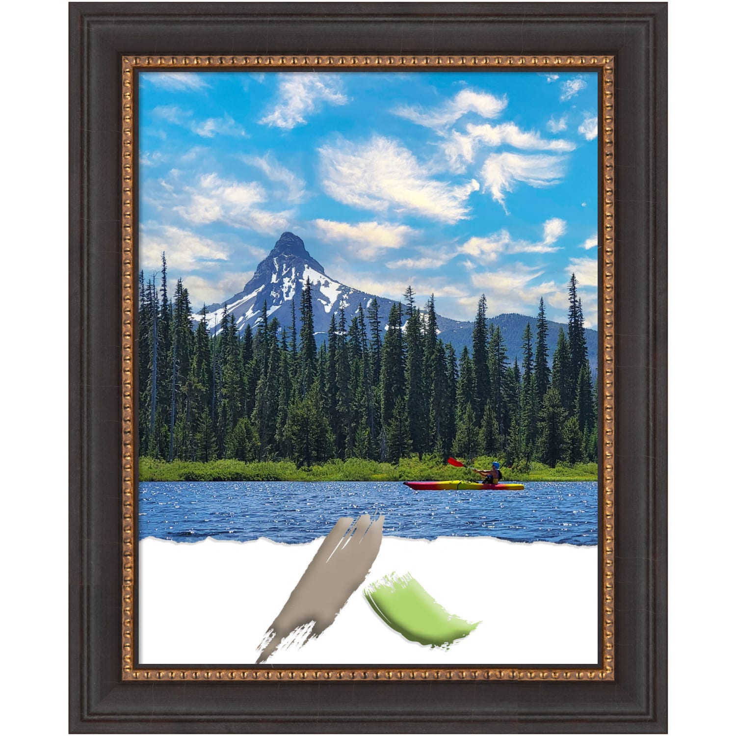 Amanti Art Rectangular Wood Picture Frame, 14in x 17in, Matted For 11in x 14in, Ashton Black