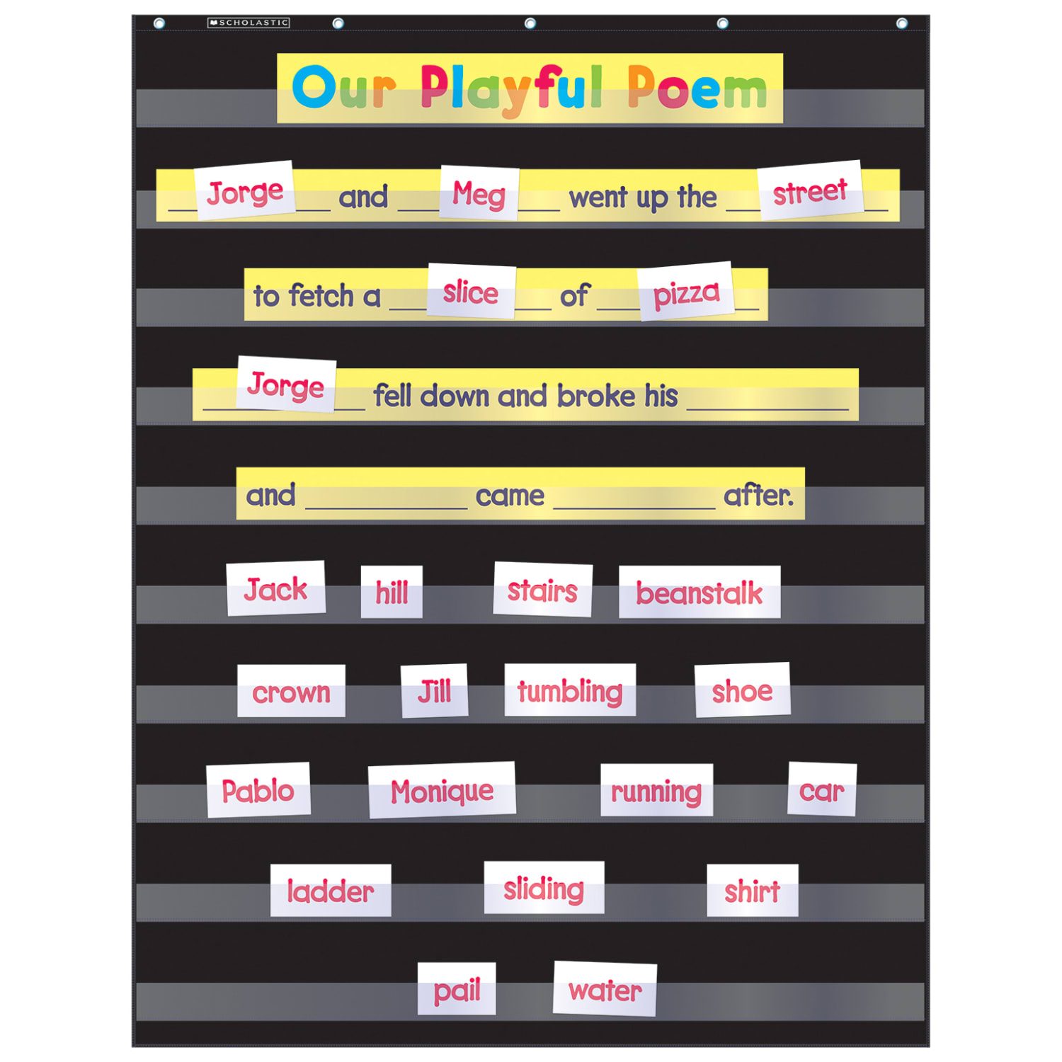 Scholastic Teacher Resources Pocket Chart, Standard, 34in x 44in, Black, Kindergarten to Grade 5