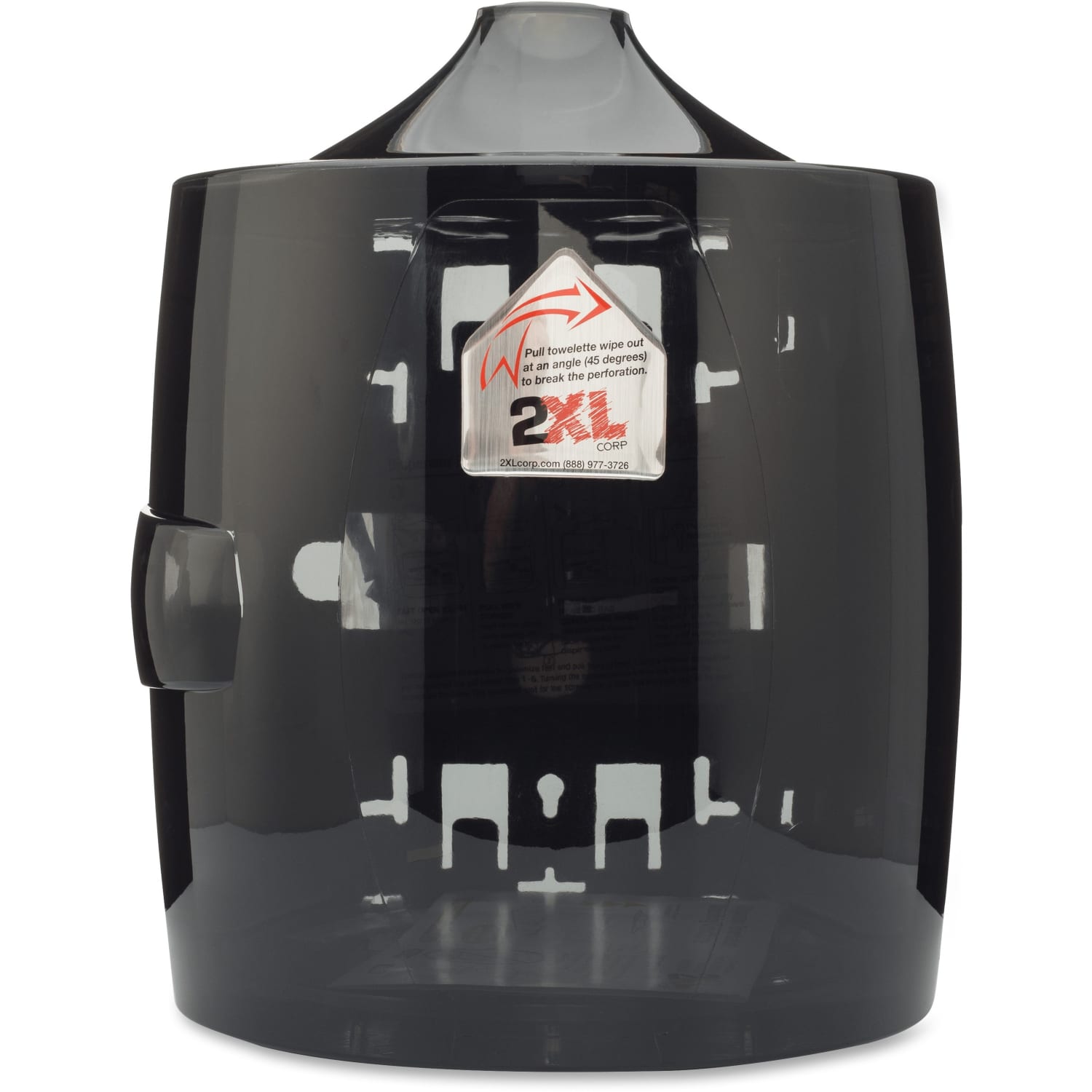 2XL GymWipes Touchless Dispenser - 1 x Roll - 11in Height x 13.5in Width x 11in Depth - Plastic - Smoke Gray - Touch-free, Hinged, Contemporary Style, Durable - 1 Each - Image 3