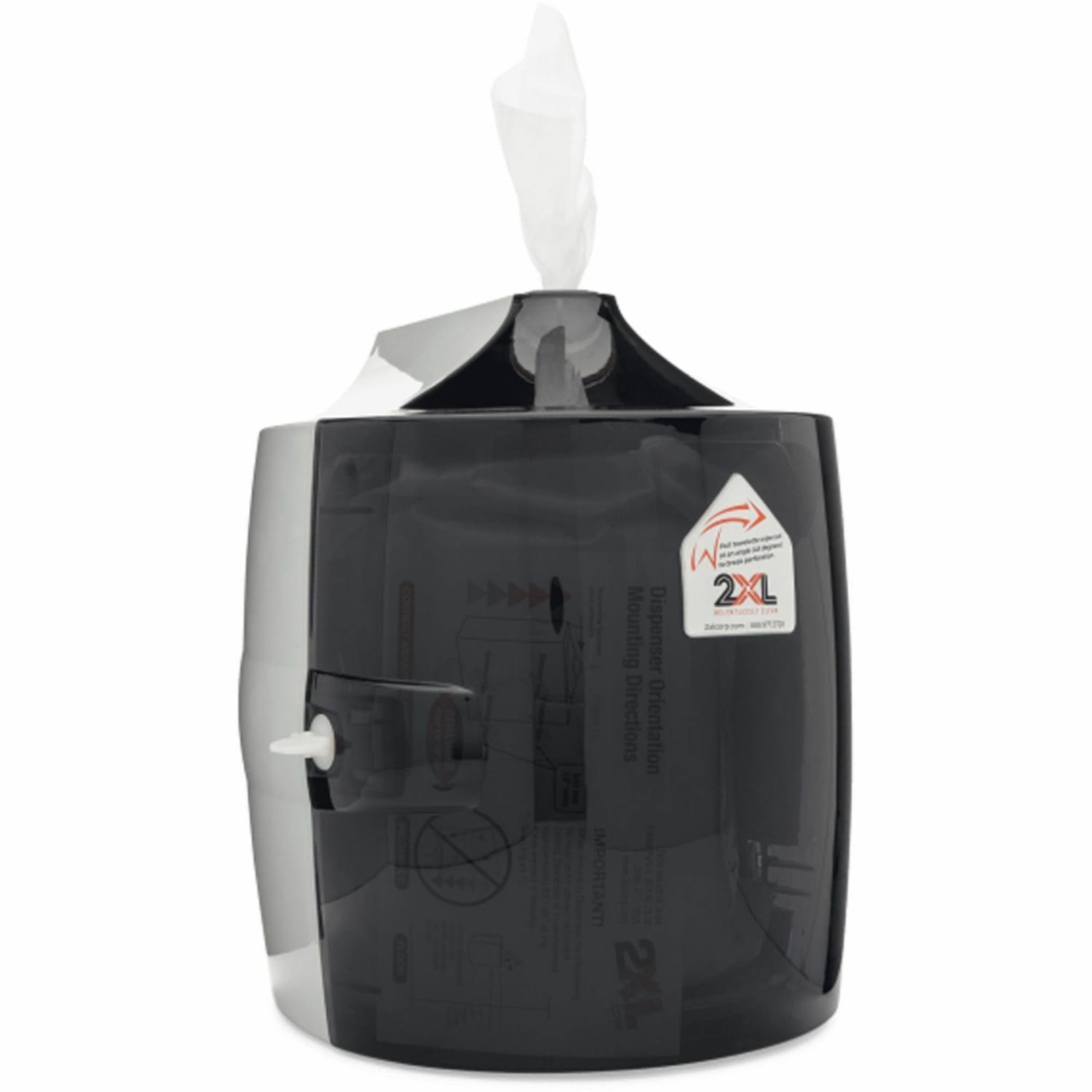 2XL GymWipes Touchless Dispenser - 1 x Roll - 11in Height x 13.5in Width x 11in Depth - Plastic - Smoke Gray - Touch-free, Hinged, Contemporary Style, Durable - 1 Each - Image 5