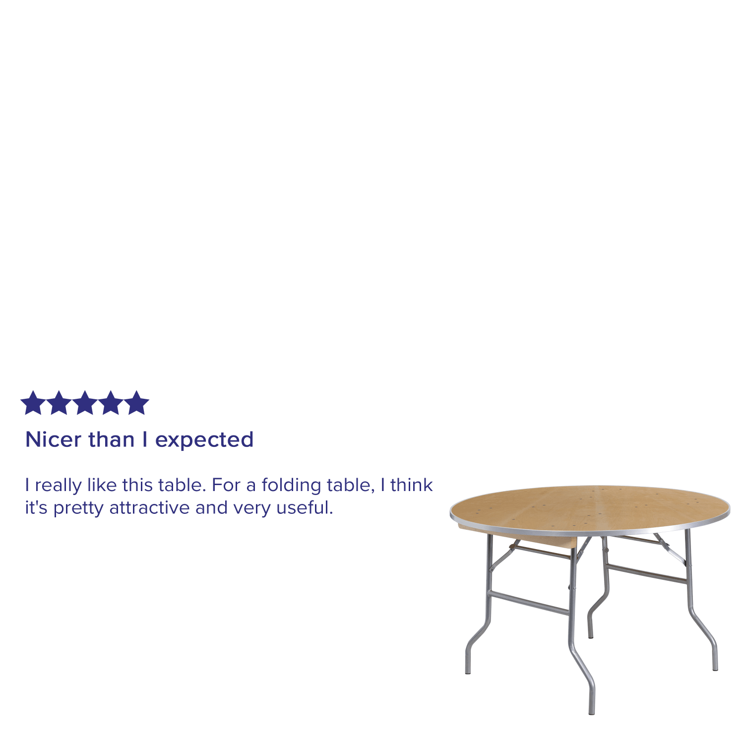 Flash Furniture Round Heavy-Duty Birchwood Folding Banquet Table, 30inH x 48inW x 48inD, Natural/Silver - Image 5