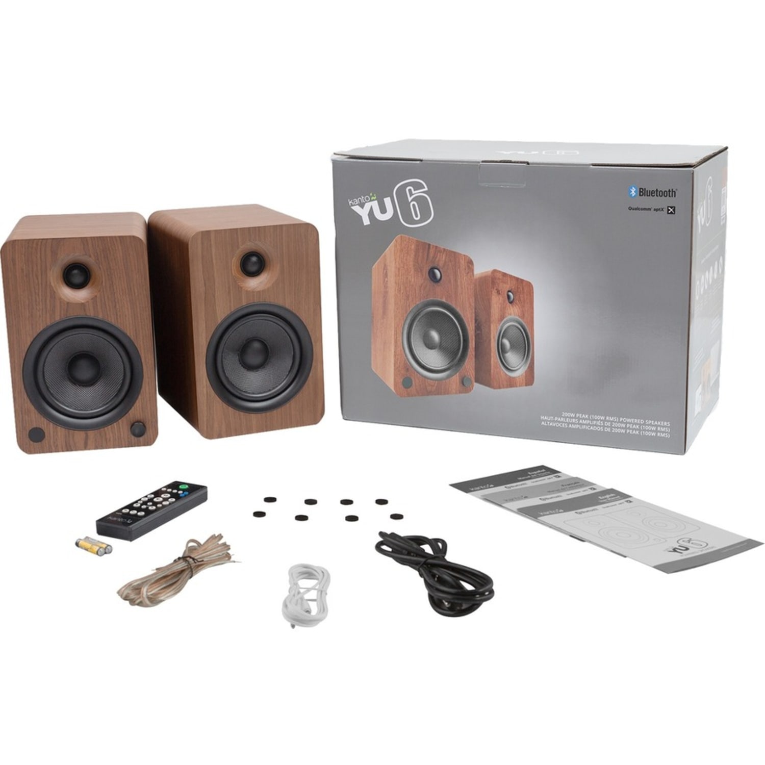 Kanto YU6 Bluetooth Speaker System - 100 W RMS - Walnut - Bookshelf - 50 Hz to 20 kHz - Image 5