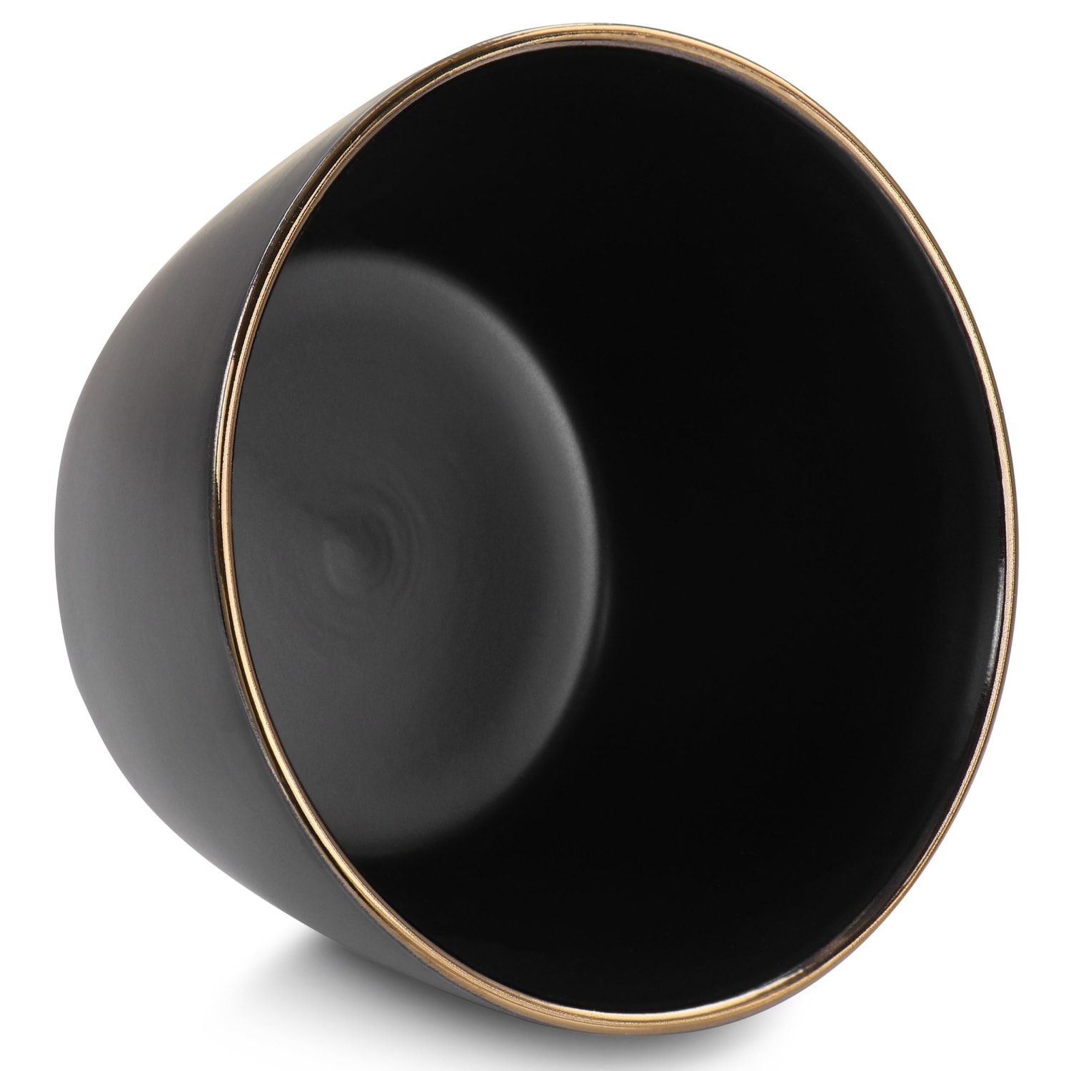 Elama Paul 6-Piece Stoneware Bowl Set, Matte Black/Gold - Image 6