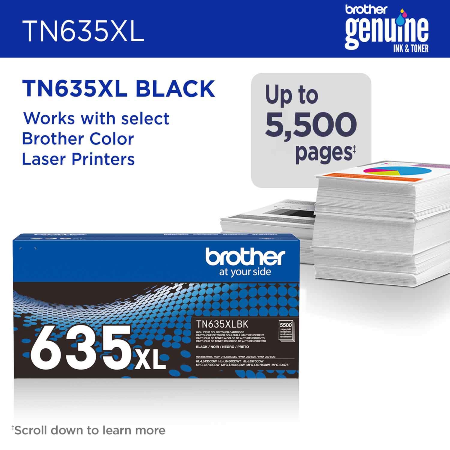 Brother TN635XL Black High Yield Toner Cartridge (TN635XLBK) - Image 3