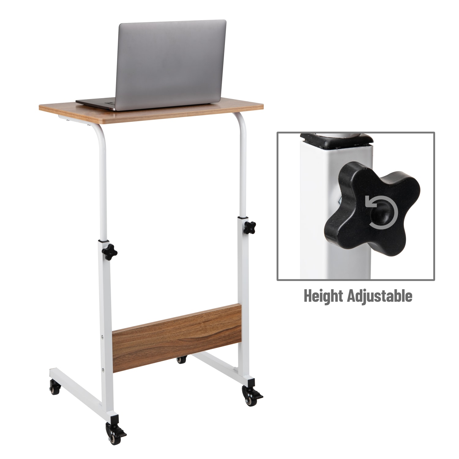 Mind Reader 15-3/4inW Mobile Sit/Standing Desk with Adjustable Height, White - Image 5