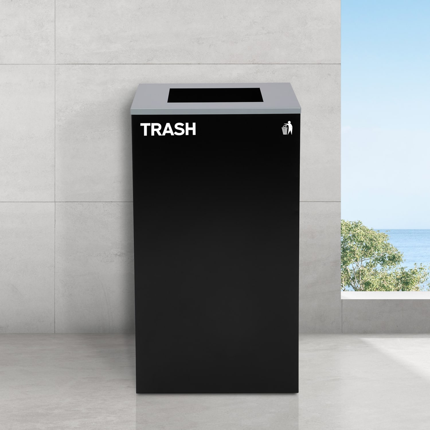 Alpine Industries Stainless-Steel Open Top Cans/Bottles Recycling, Compost And Trash Can Set With Square And Circle Lids, 29 Gallons, 30inH x 16-15/16inW x 16-15/16inD, Black/Blue/Green, Set Of 3 Trash Cans - Image 3