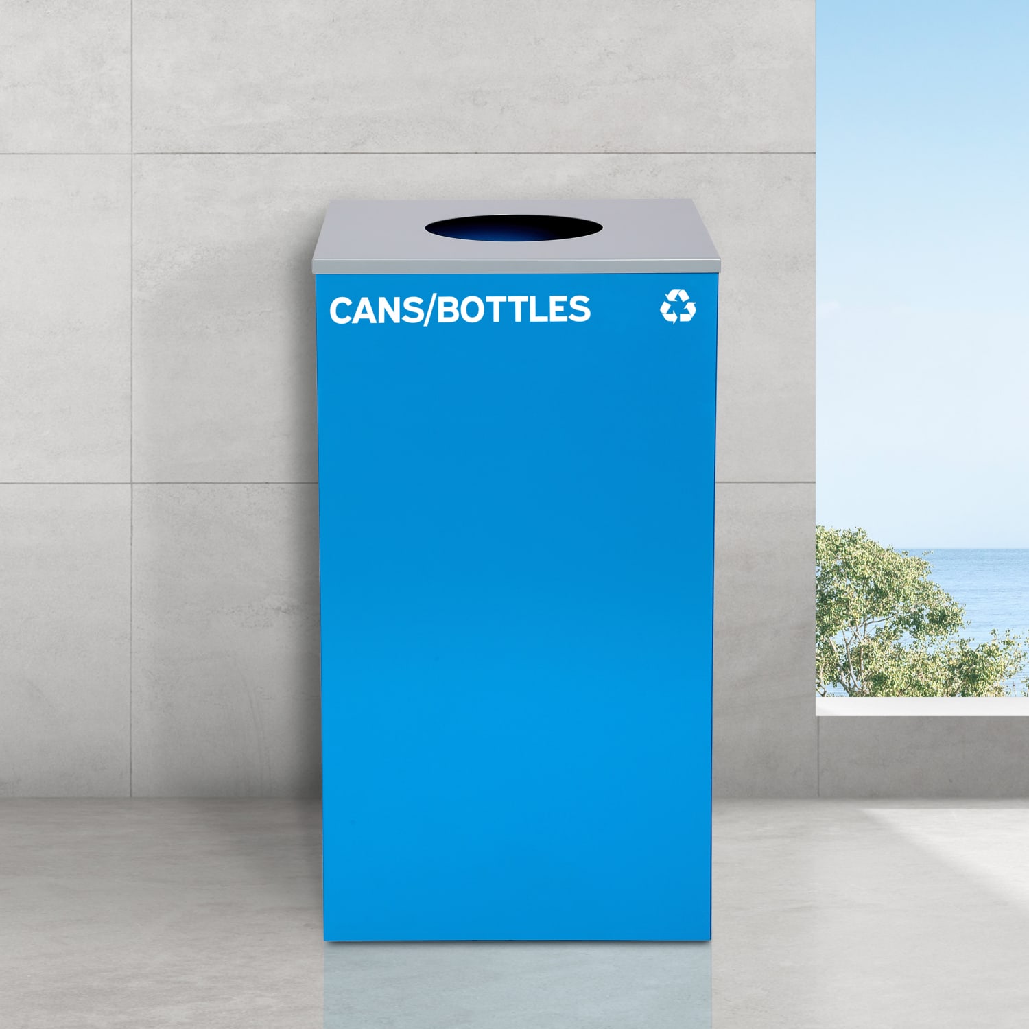 Alpine Industries Stainless-Steel Open Top Cans/Bottles Recycling, Compost And Trash Can Set With Square And Circle Lids, 29 Gallons, 30inH x 16-15/16inW x 16-15/16inD, Black/Blue/Green, Set Of 3 Trash Cans - Image 5