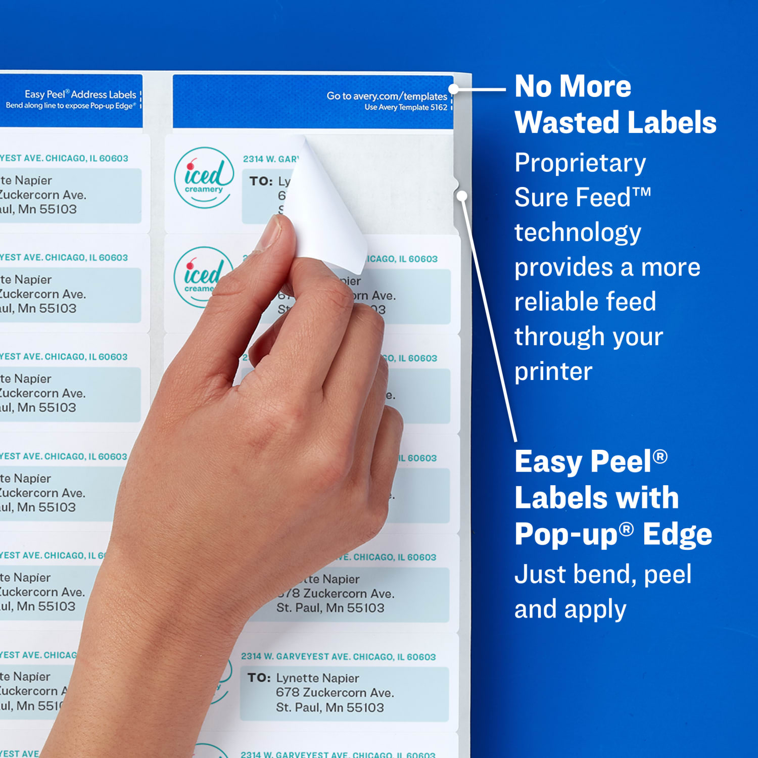 Avery Easy Peel Address Labels With Sure Feed Technology, 8460, Rectangle, 1in x 2-5/8in, Matte White, Box Of 3,000 - Image 3