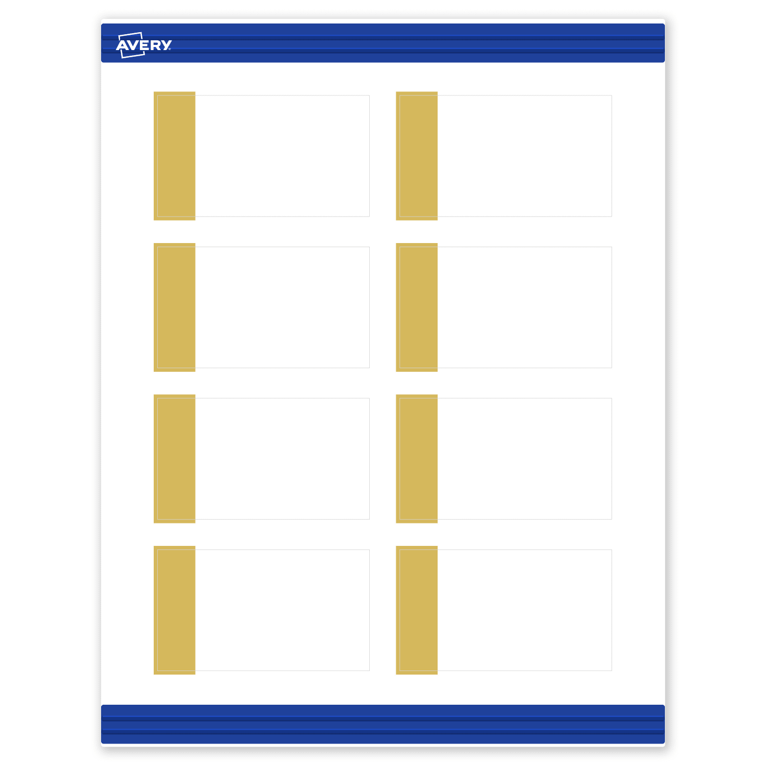 Avery Printable Cards With Sure Feed Technology, 2in x 3-1/2in, Matte White Preprinted Gold-Dipped Edge, Pack Of 80