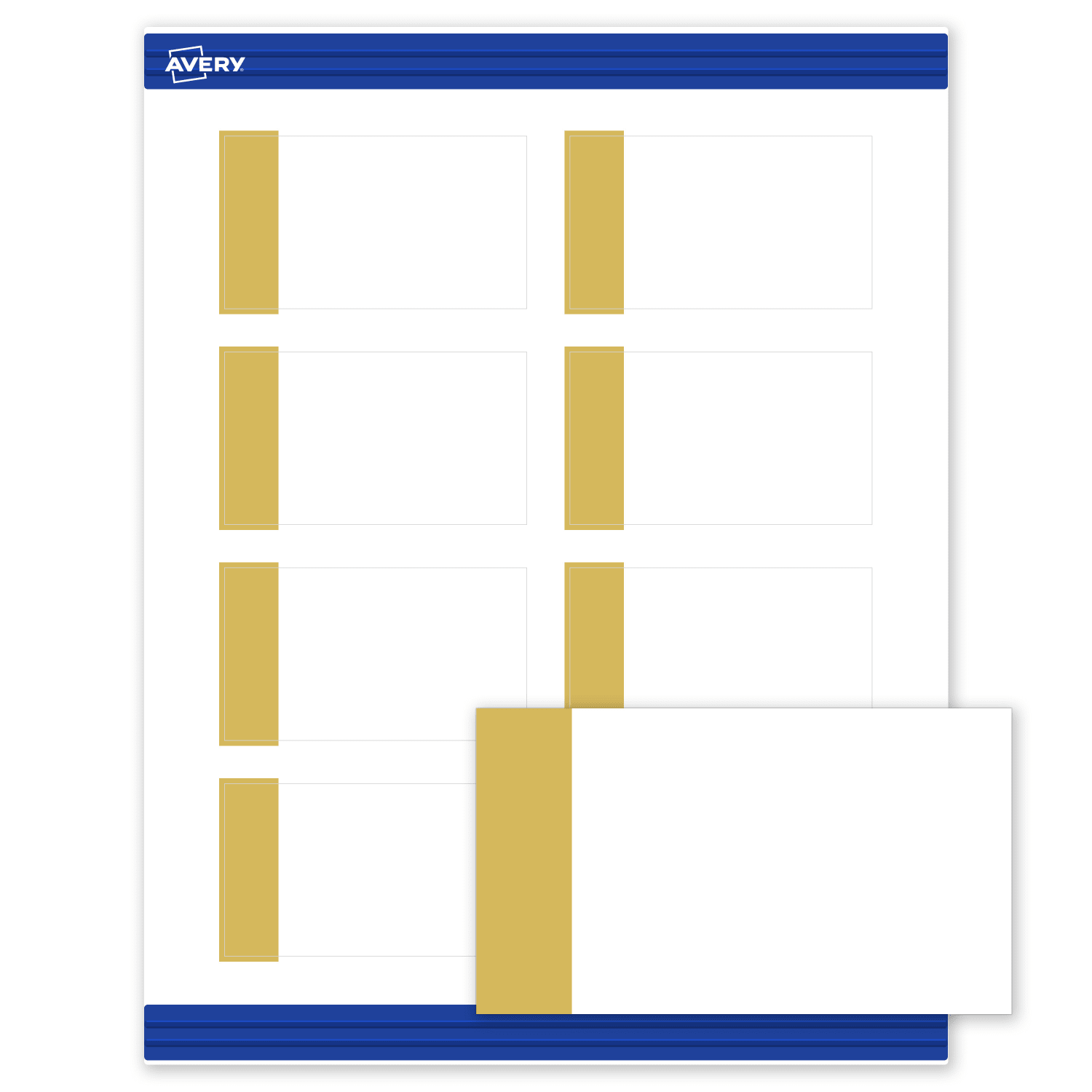Avery Printable Cards With Sure Feed Technology, 2in x 3-1/2in, Matte White Preprinted Gold-Dipped Edge, Pack Of 80 - Image 3