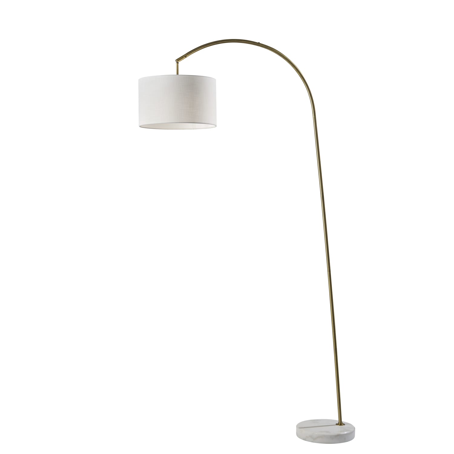 Adesso Chrystie Arc Floor Lamp, 83-1/2inH, White Shade/White Marble Base