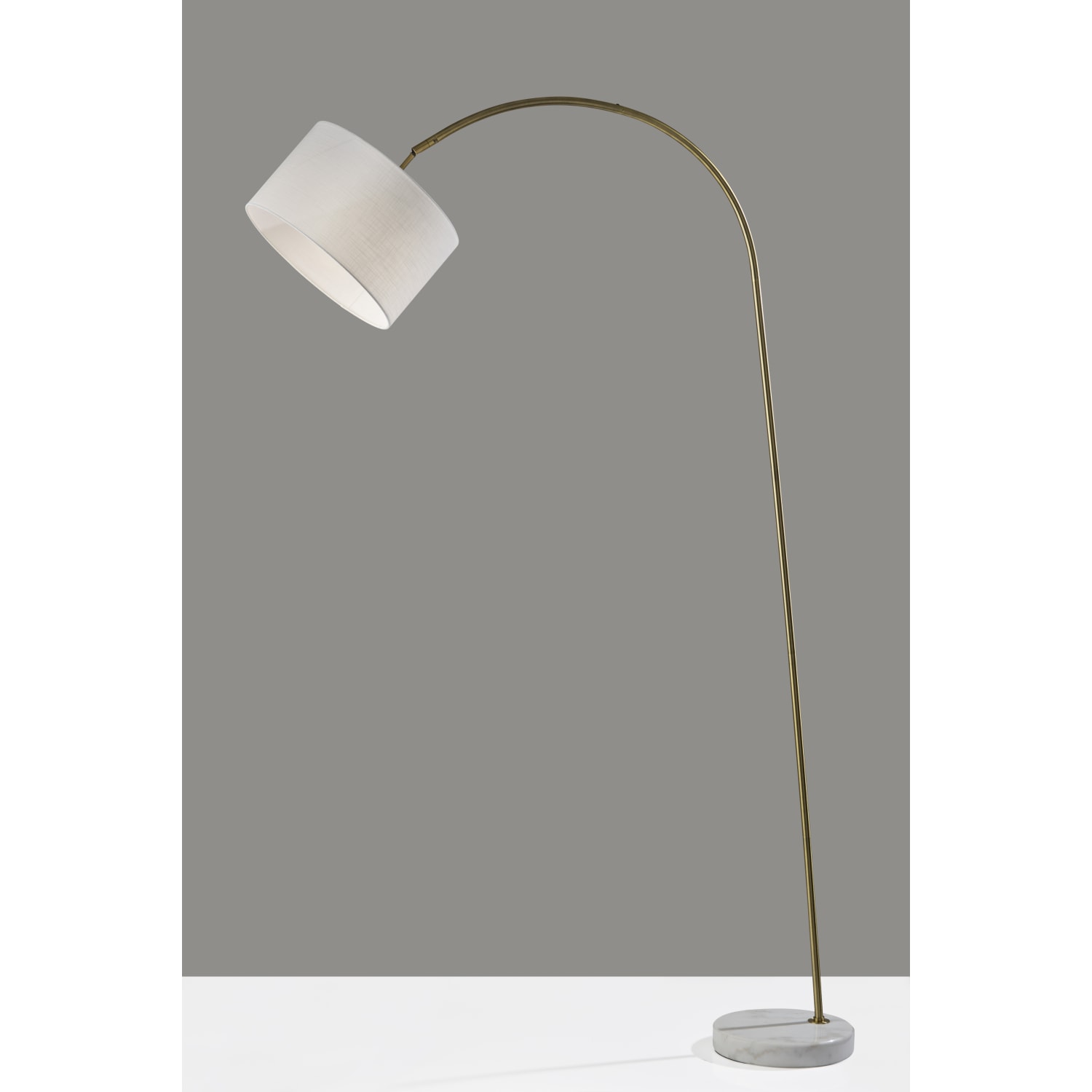 Adesso Chrystie Arc Floor Lamp, 83-1/2inH, White Shade/White Marble Base - Image 3
