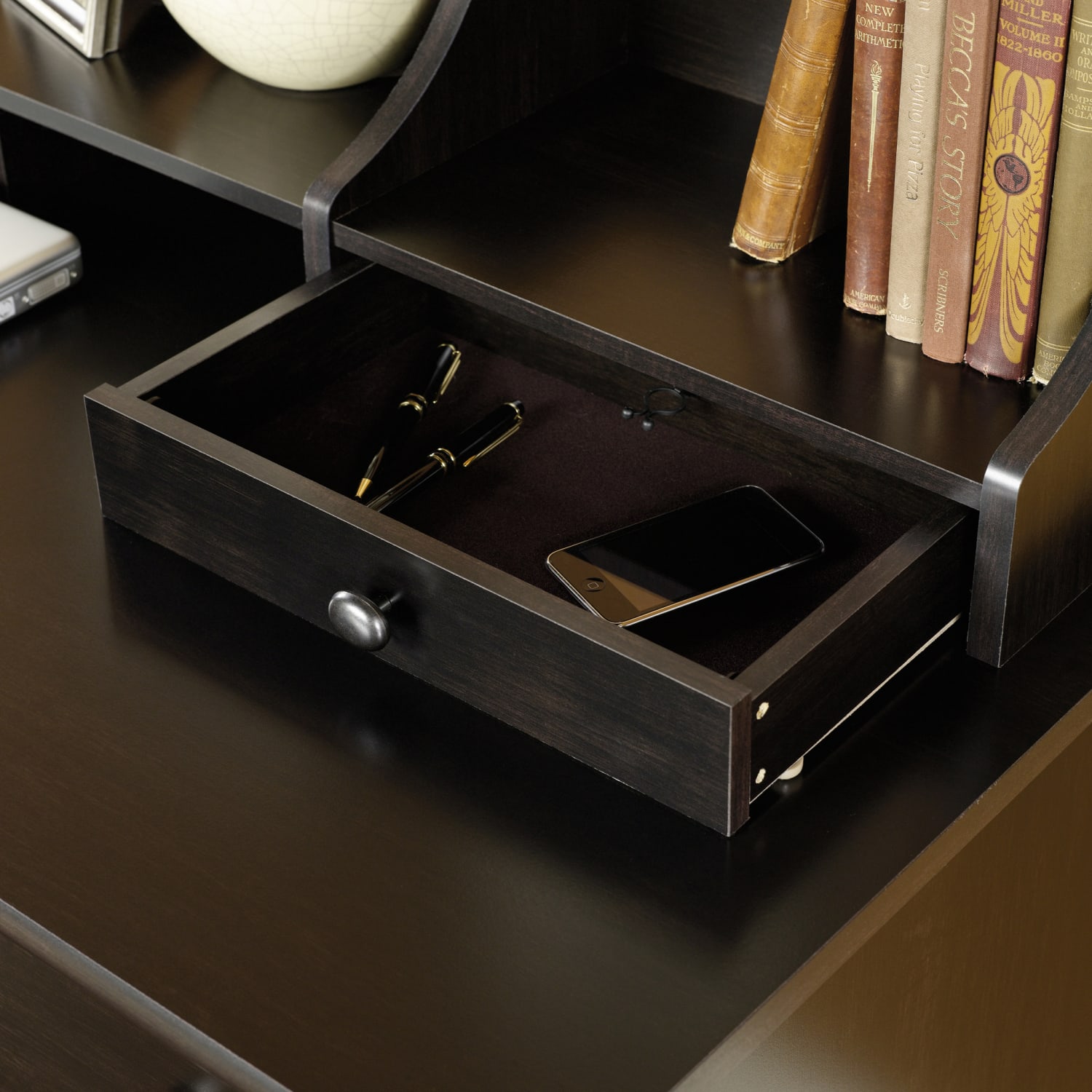 Sauder Edge Water 48inW Computer Desk With Hutch, Estate Black - Image 5