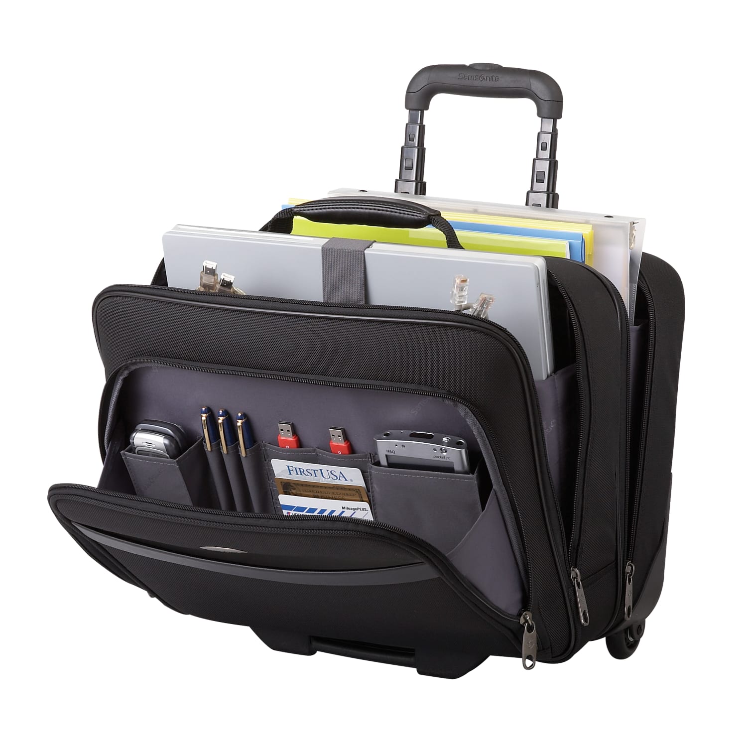 Samsonite Double Gusset Wheeled Portfolio, Black - Image 3