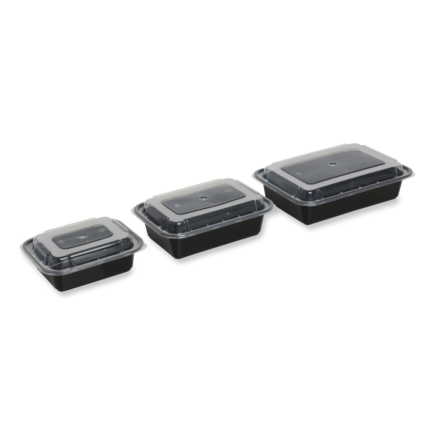 GEN Plastic Food Containers With Lids, 28 Oz, 2-1/16inH x 8-13/16inW x 6-1/16inD, Black/Clear, Pack Of 150 Containers - Image 4