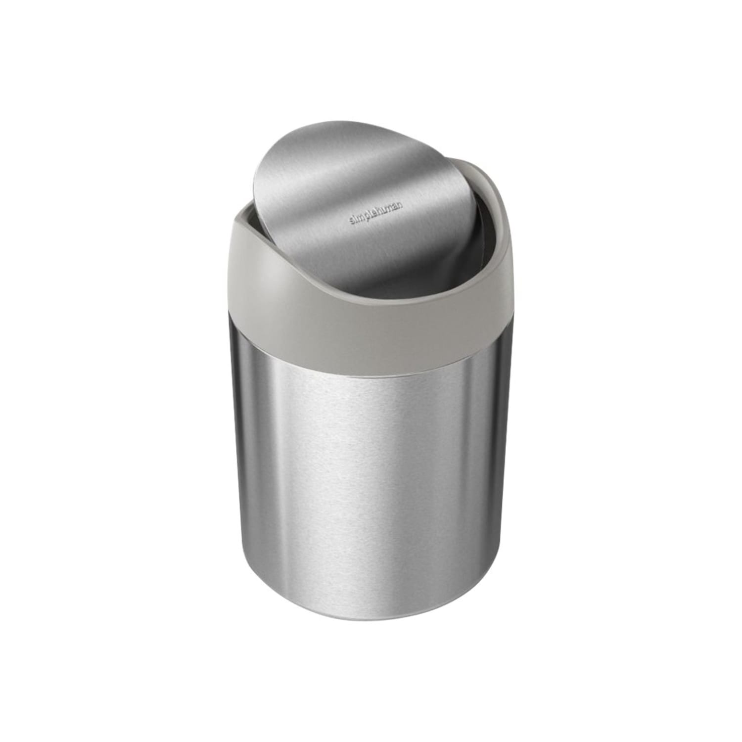 simplehuman Mini Round Steel Trash Can, 7-3/8inH x 5inW x 5inD, 1.6 Qt, Stainless Steel - Image 5