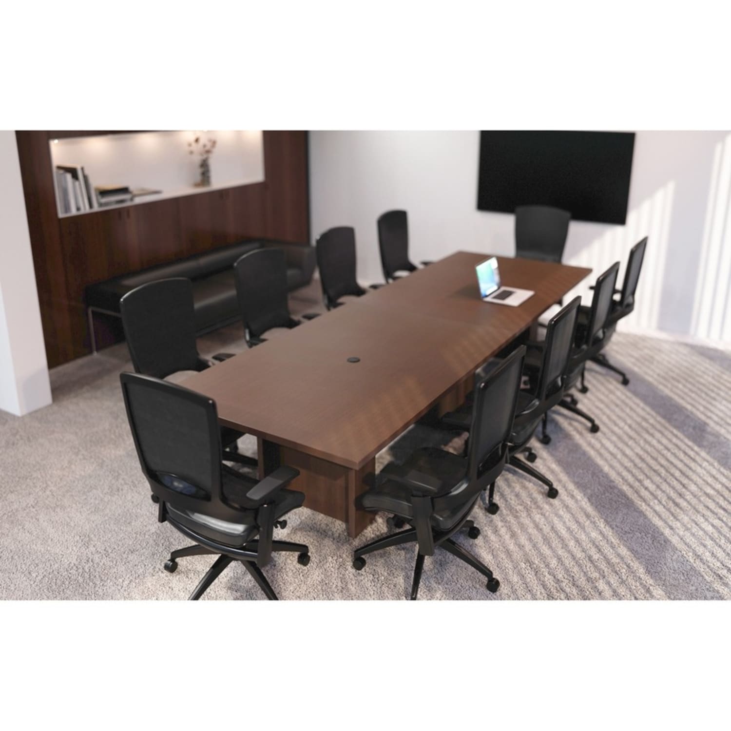 Lorell Prominence 2.0 Slim Modular Table Base - Mahogany Base - 28in Height x 24in Width x 8in Depth - Assembly Required - 1 Each - Image 5