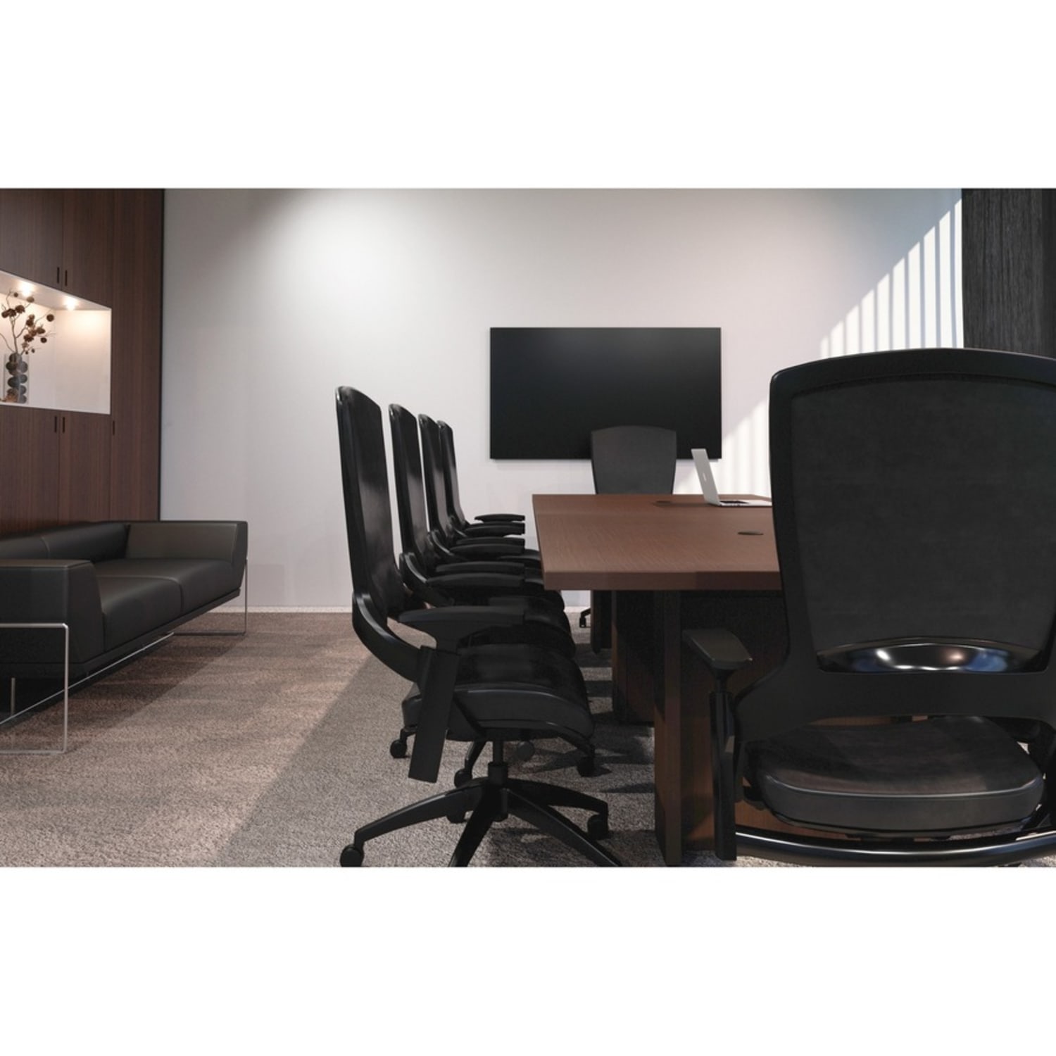 Lorell Prominence 2.0 Slim Modular Table Base - Mahogany Base - 28in Height x 24in Width x 8in Depth - Assembly Required - 1 Each - Image 6