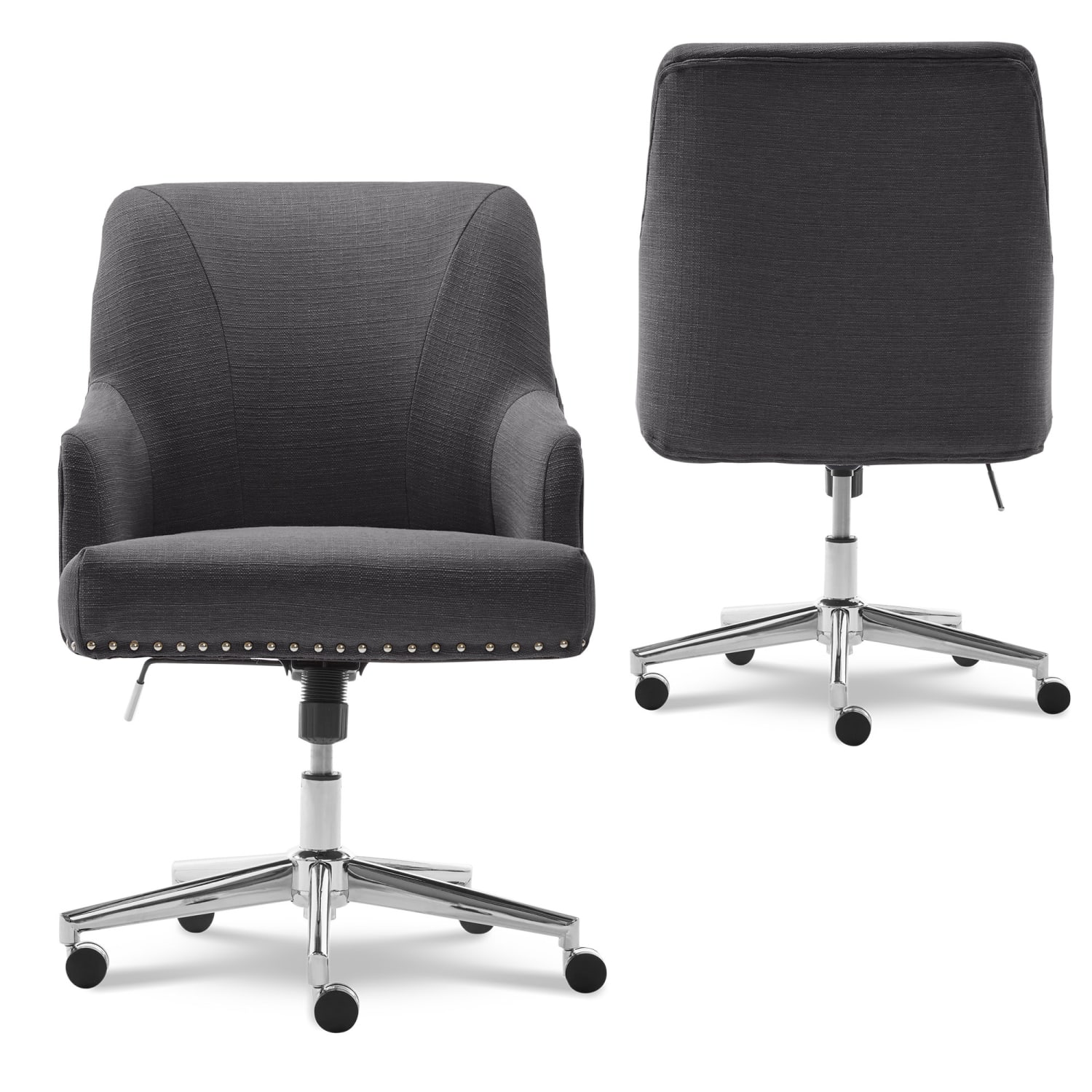 Serta Leighton Home Mid-Back Office Chair, Twill Fabric, Graphite/Chrome - Image 6