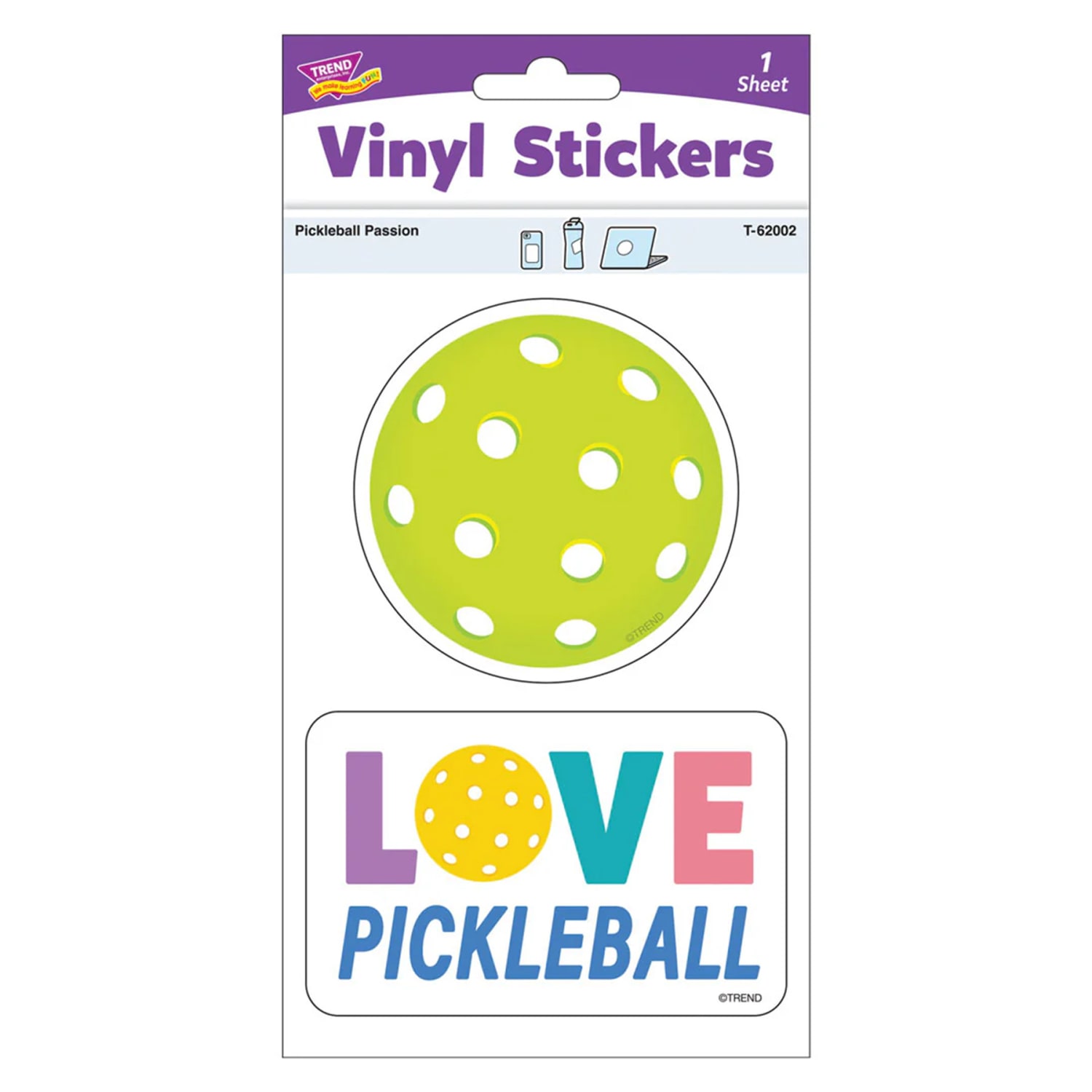 TREND Vinyl Stickers, Pickleball Passion, 2 Per Pack, Set Of 6 Packs - Image 4