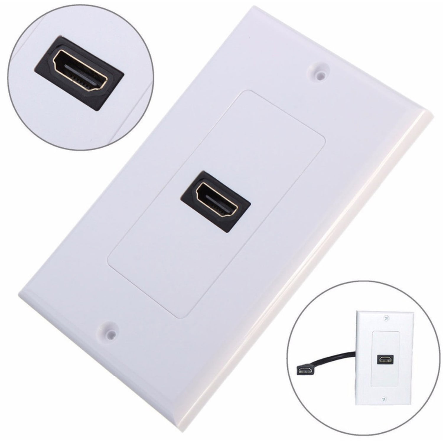 4XEM Single Outlet Female High Speed HDMI Wall Plate with 3D support - White 1Port Single outlet femaleHDMI Wall Plate To Mount To A Single Gang Box - Image 3