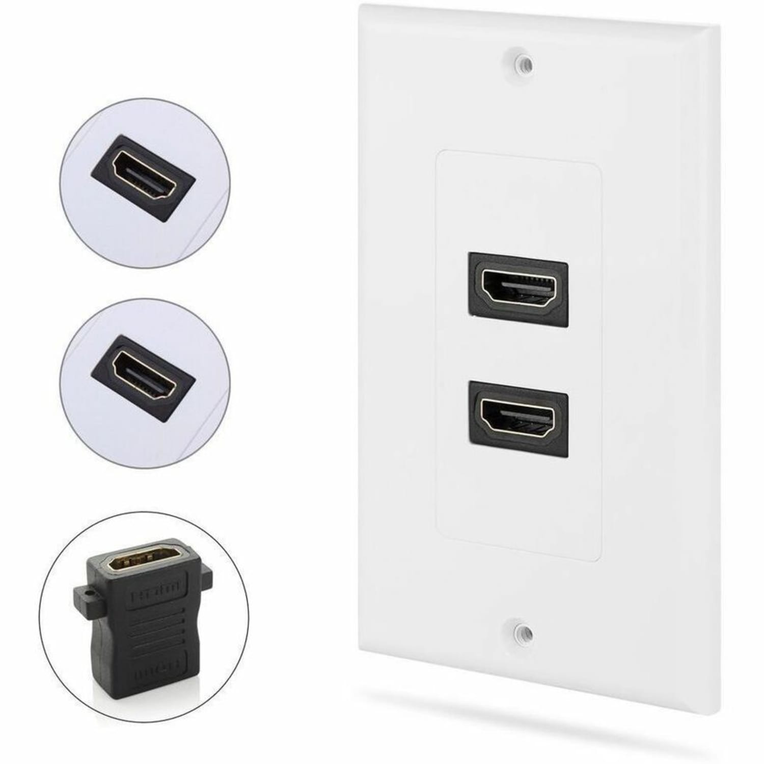 4XEM 2 Port/Outlet Female HDMI Wall Plate (White) - 1-gang - White - 2 x HDMI Port(s) - Image 4