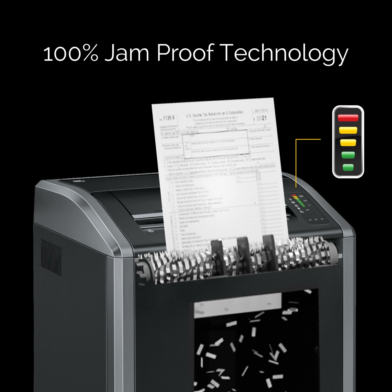 Fellowes Powershred 485i 100% Jam Proof BAA Compliant 38-Sheet Continuous Duty Strip-Cut Shredder - Image 4