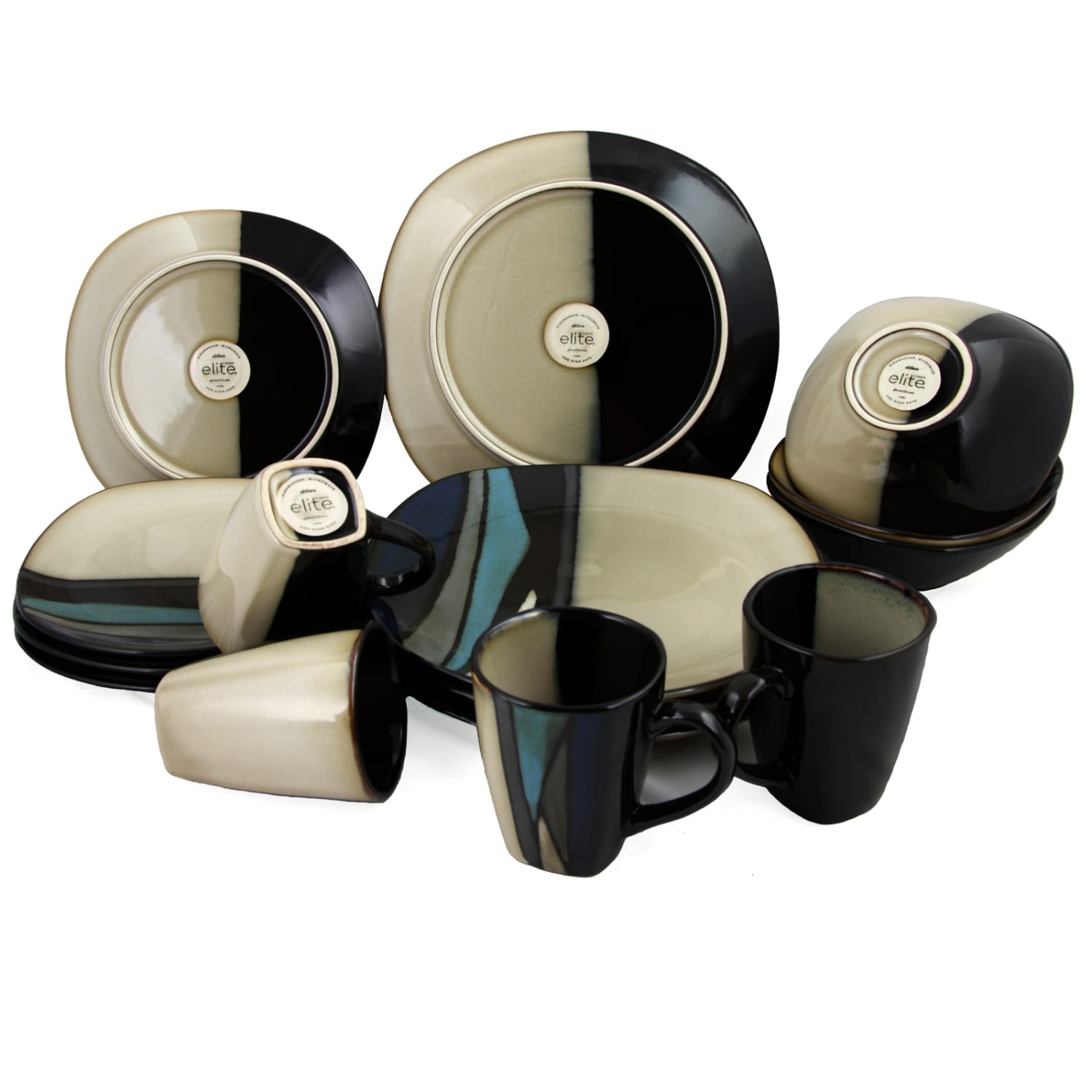 Gibson Elite Althea 16-Piece Dinnerware Set, Teal - Image 4
