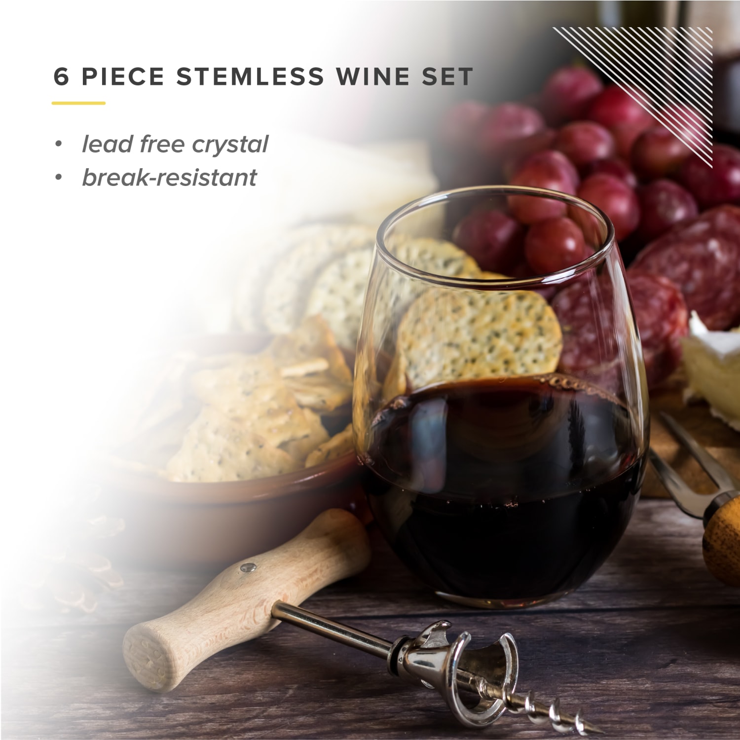 Table 12 Lead-Free Crystal Beverage Glasses, 15.5 Oz, Clear, Set Of 6 Glasses - Image 3