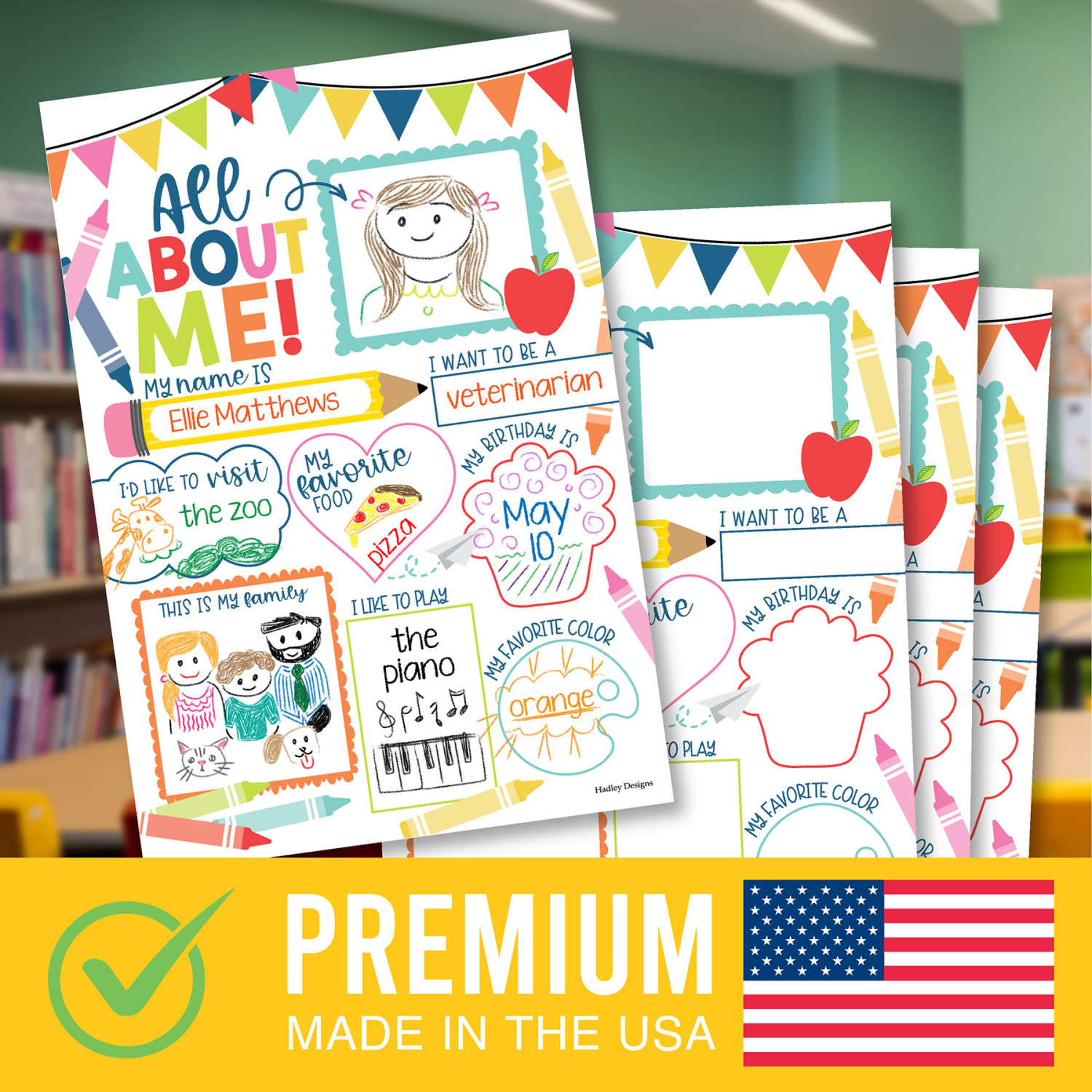 Hadley Designs Posters, Colorful Star Student Read All About Me, Set Of 20 - Image 3