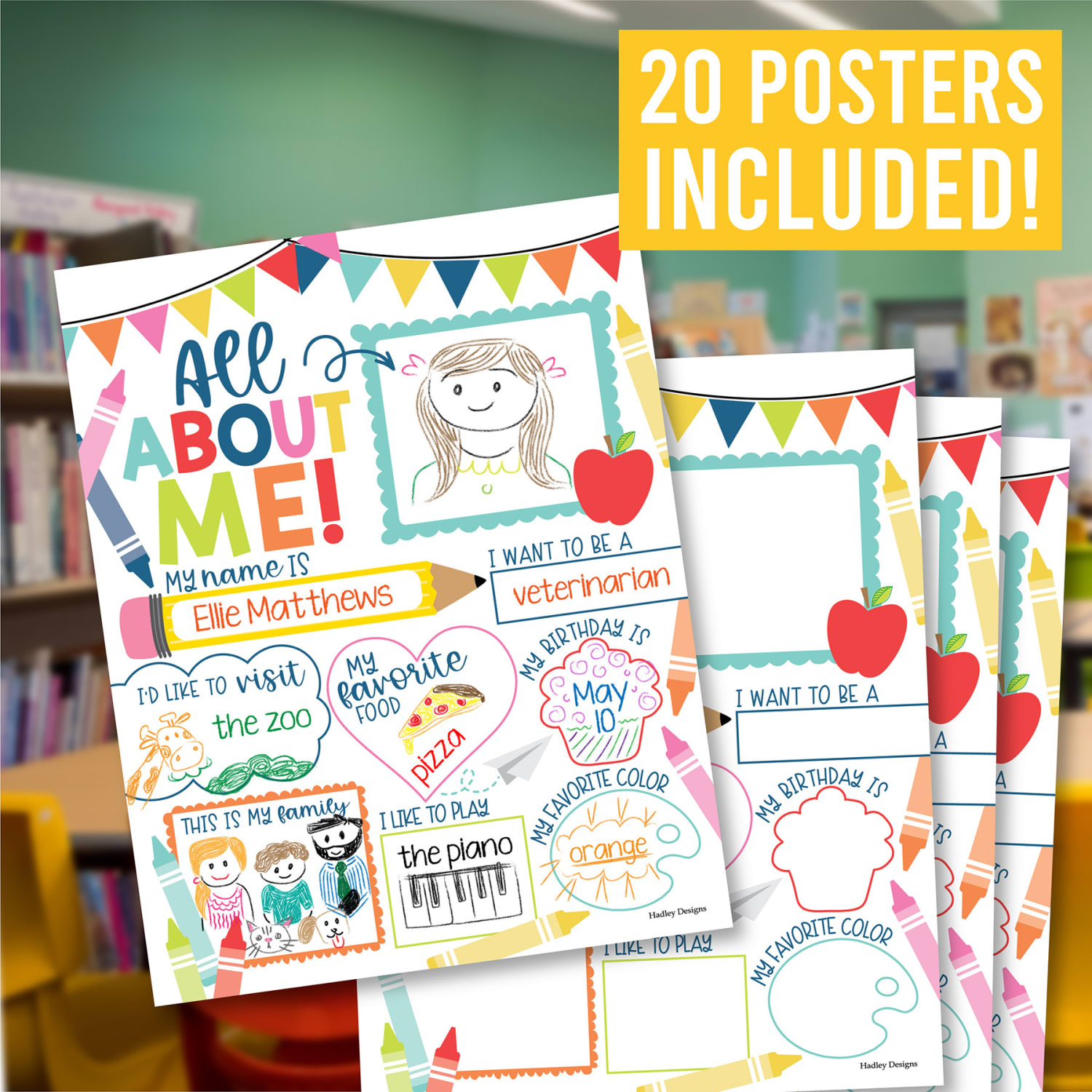 Hadley Designs Posters, Colorful Star Student Read All About Me, Set Of 20 - Image 4