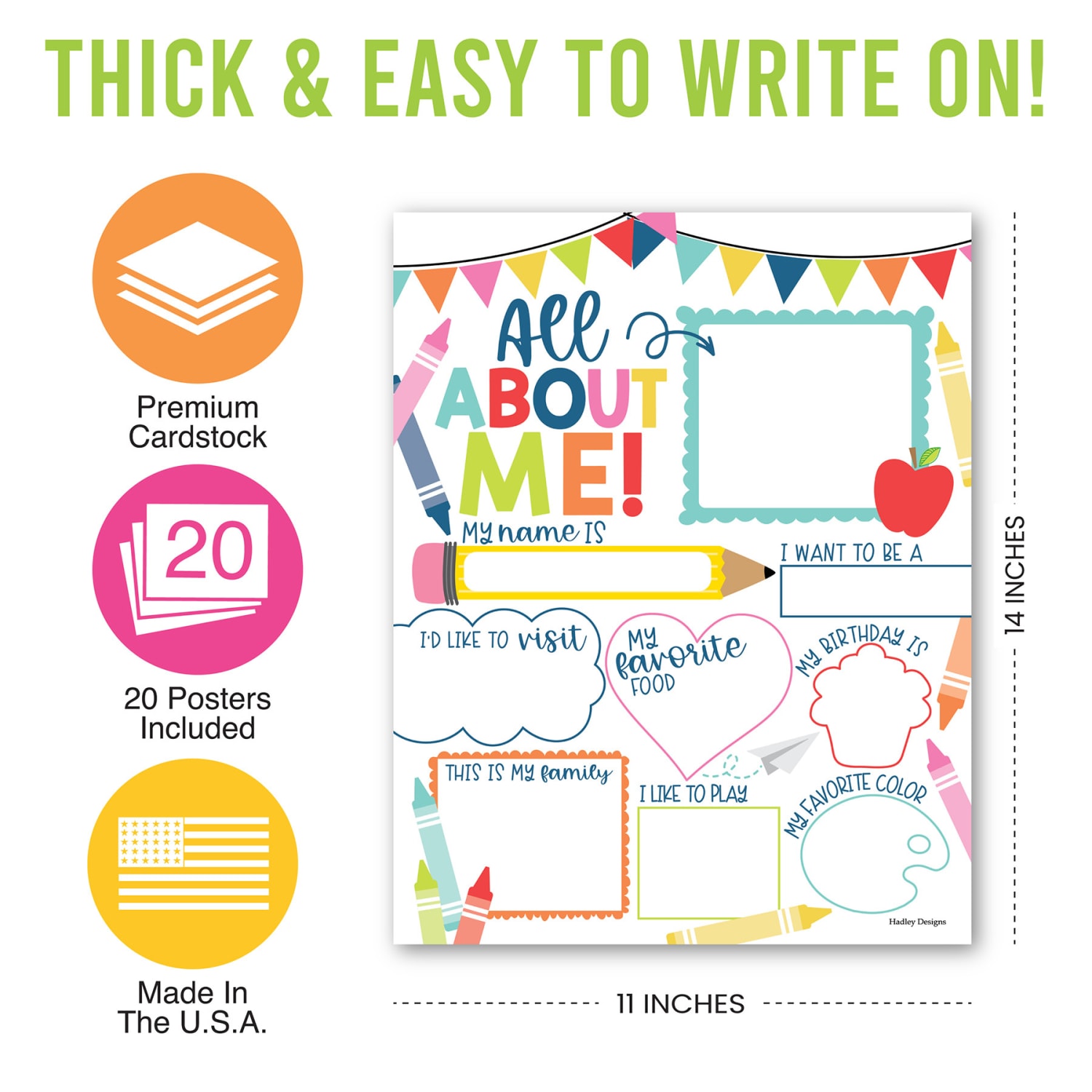 Hadley Designs Posters, Colorful Star Student Read All About Me, Set Of 20 - Image 5