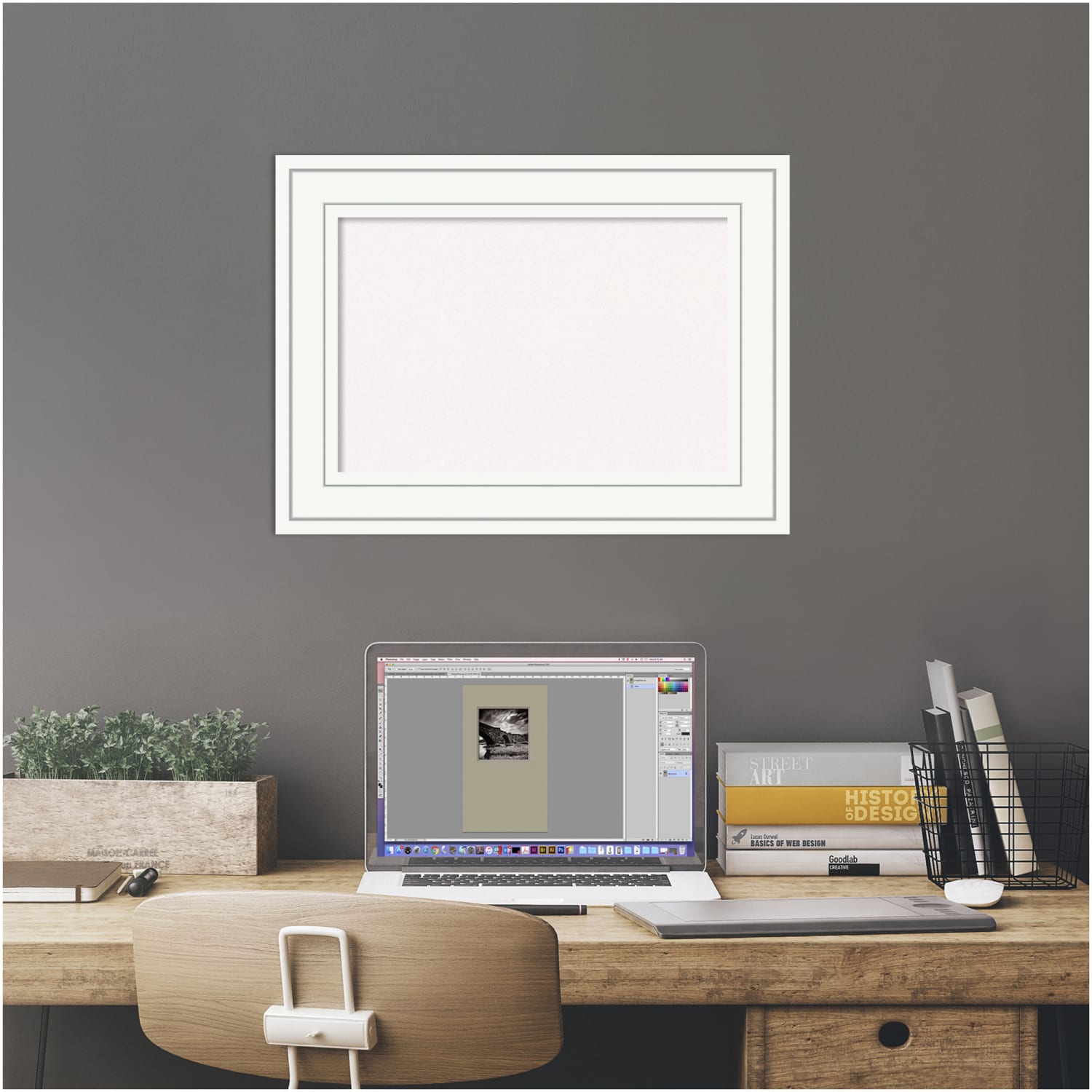 Amanti Art Cork Bulletin Board, 23in x 17in, White, Craftsman White Wood Frame - Image 6