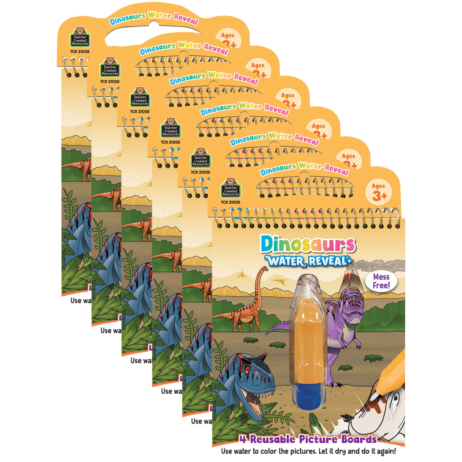 Teacher Created Resources Water Reveal Books, Dinosaurs, Bundle Of 6 Sets