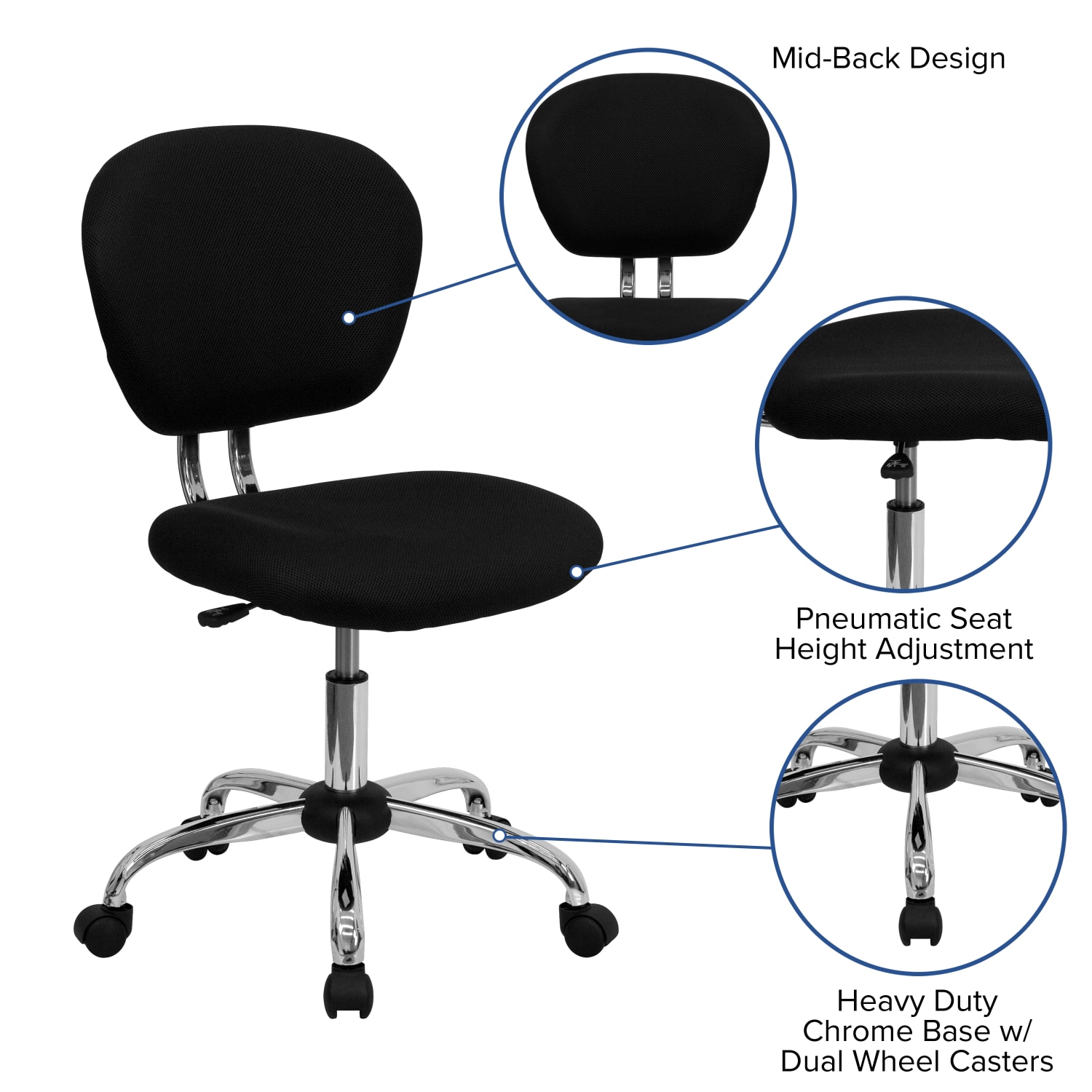 Flash Furniture Mesh Mid Back Swivel Task Chair BlackSilver PopularChairscom