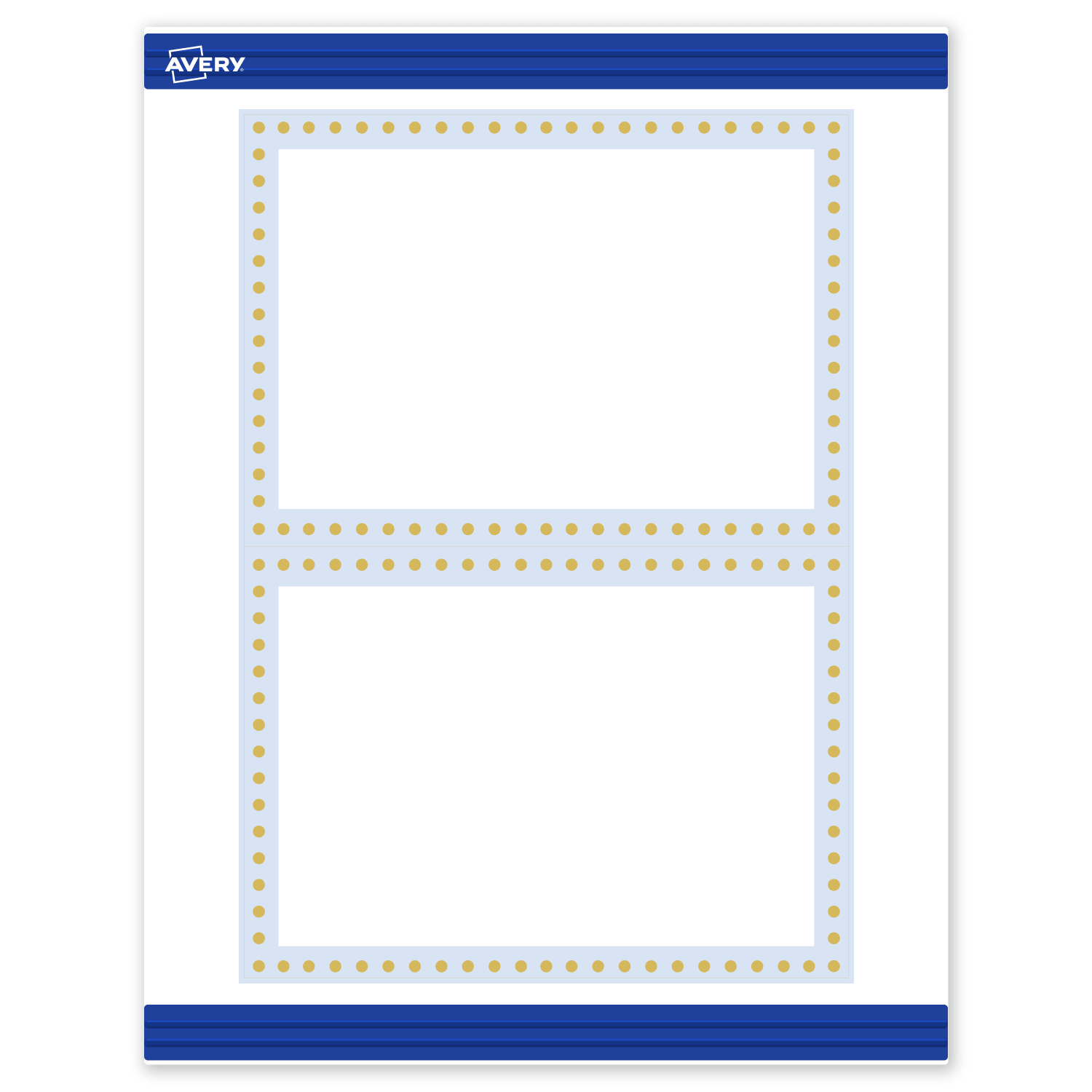Avery Printable Invitation Cards With Sure Feed Technology, 5in x 7in, Matte White With Gold Dots/Blue Border Design, Pack Of 20 - Image 3