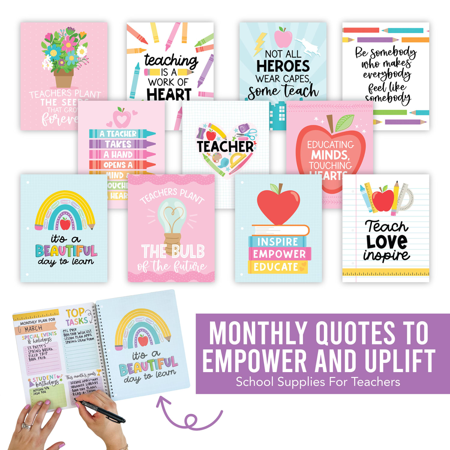 Hadley Designs Undated Teacher Planner and Lesson Plan Book, Pink - Image 5
