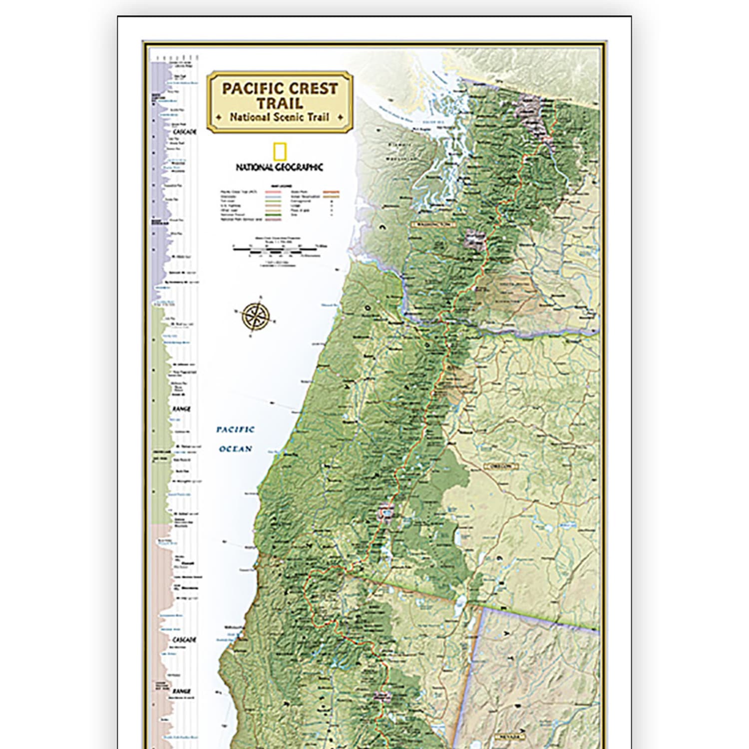National Geographic Pacific Crest Trail Map, In Gift Box, 18in x 48in - Image 4