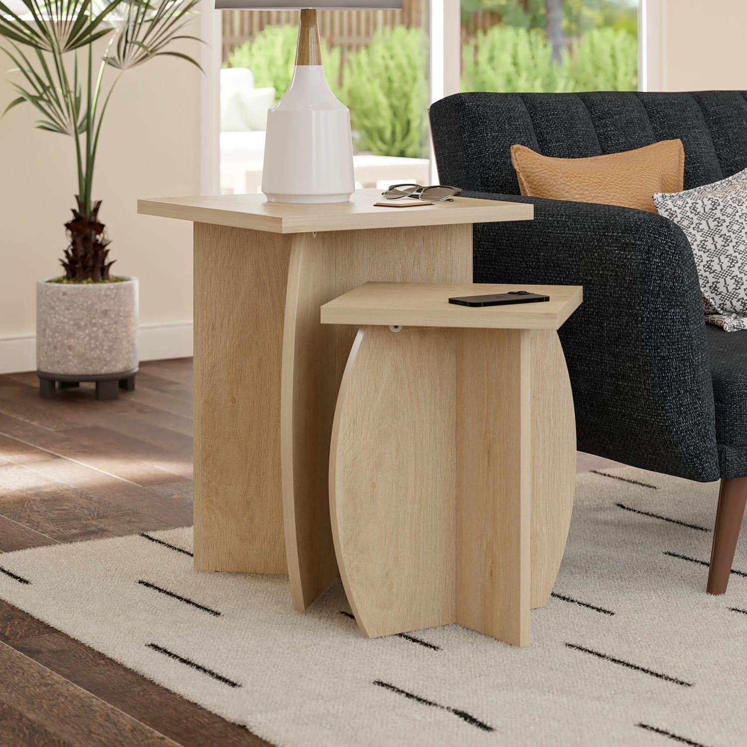 Ameriwood Home Novogratz Voler Nesting End Tables, 24-5/8inH x 18-15/16inW x 18-15/16inD, Light Oak, Set Of 2 Tables - Image 3