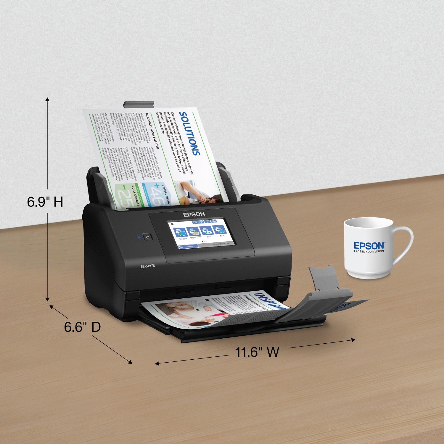 Epson WorkForce ES-580W Wireless Duplex Touchscreen Desktop Color Document Scanner with Auto Document Feeder - Image 5