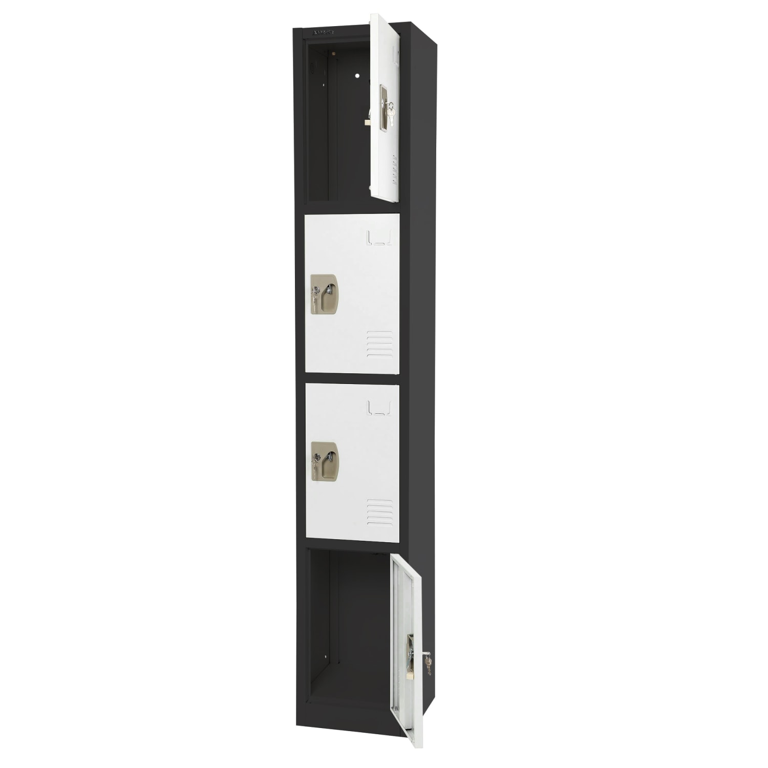 Alpine AdirOffice 4-Tier Steel Locker, 72inH x 12inW x 12inD, Black/White - Image 5