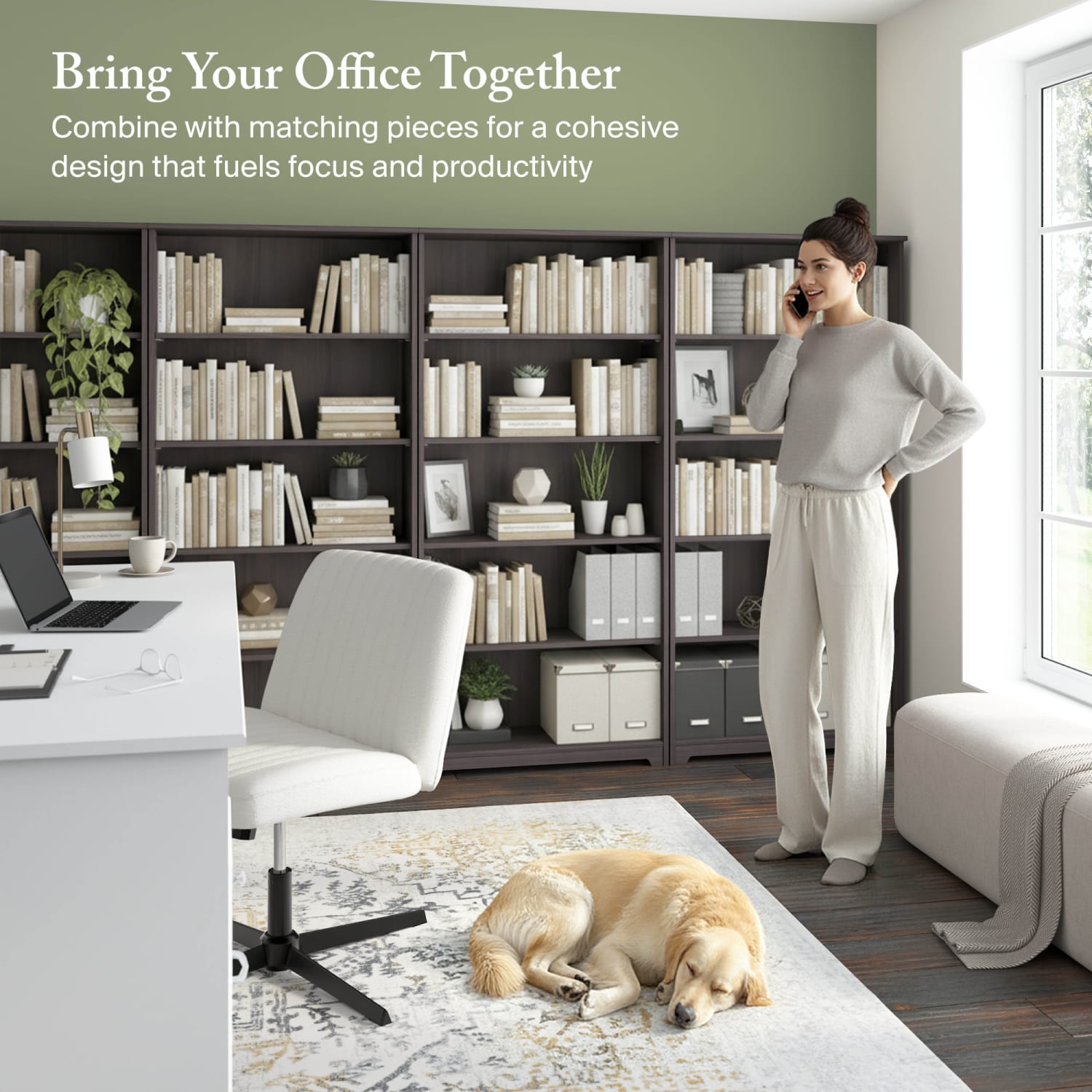 Bush Business Furniture Cabot 67inH 5-Shelf Bookcase, Heather Gray, Standard Delivery - Image 4