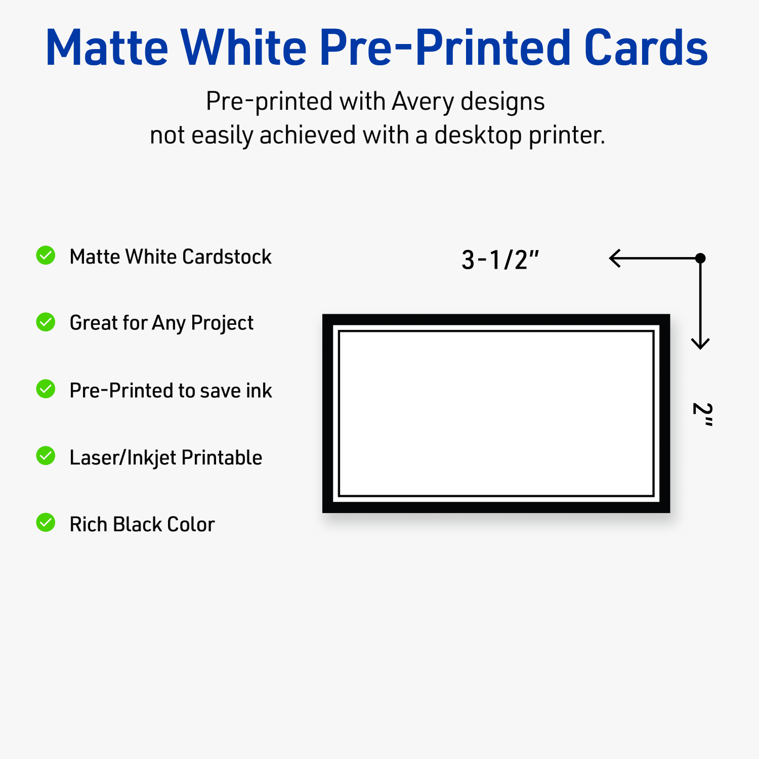 Avery Printable Cards With Sure Feed Technology, 2in x 3-1/2in, Matte White With Black Border, Pack Of 80 - Image 4