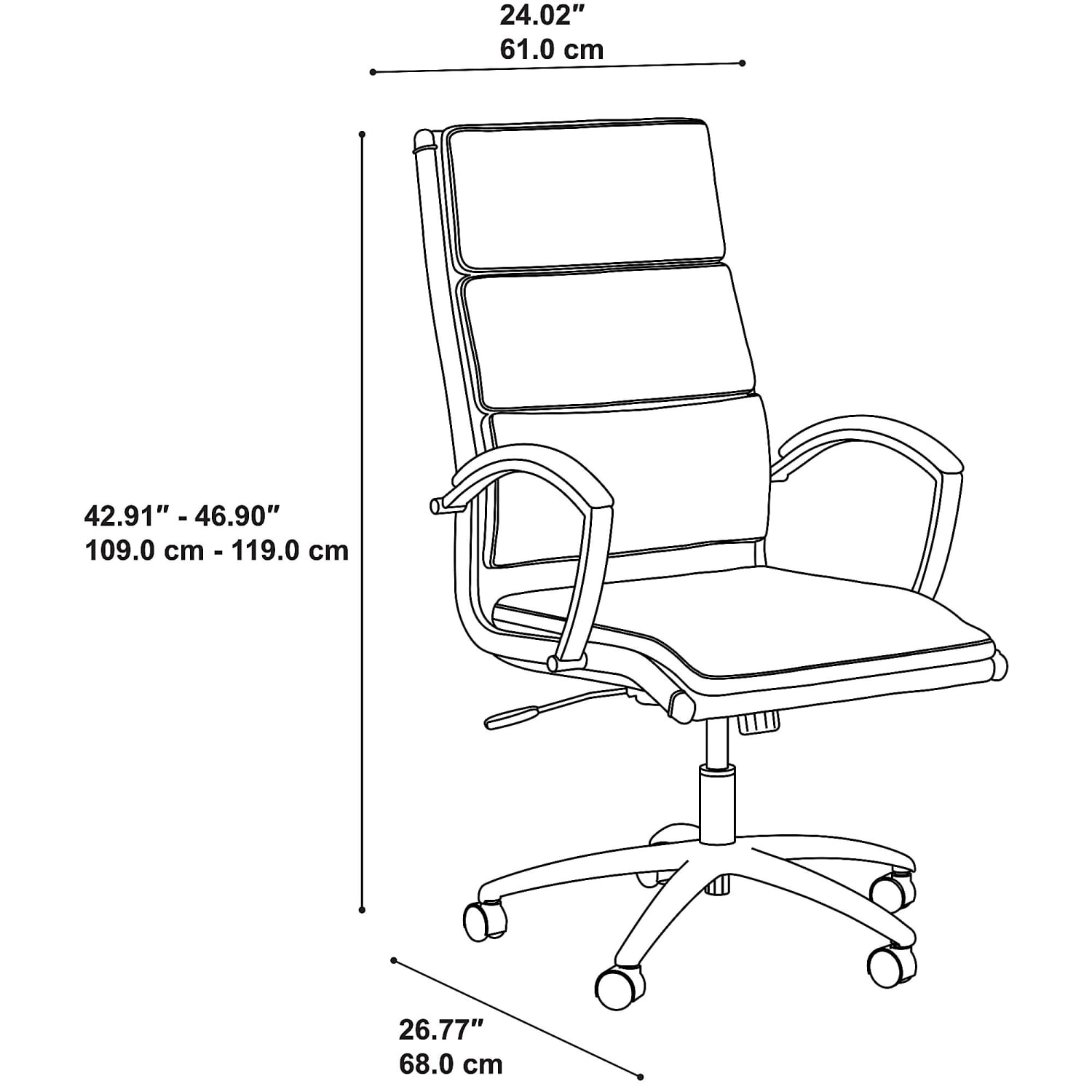 Bush Business Furniture Modelo Bonded Leather High-Back Office Chair, Light Gray, Standard Delivery - Image 10